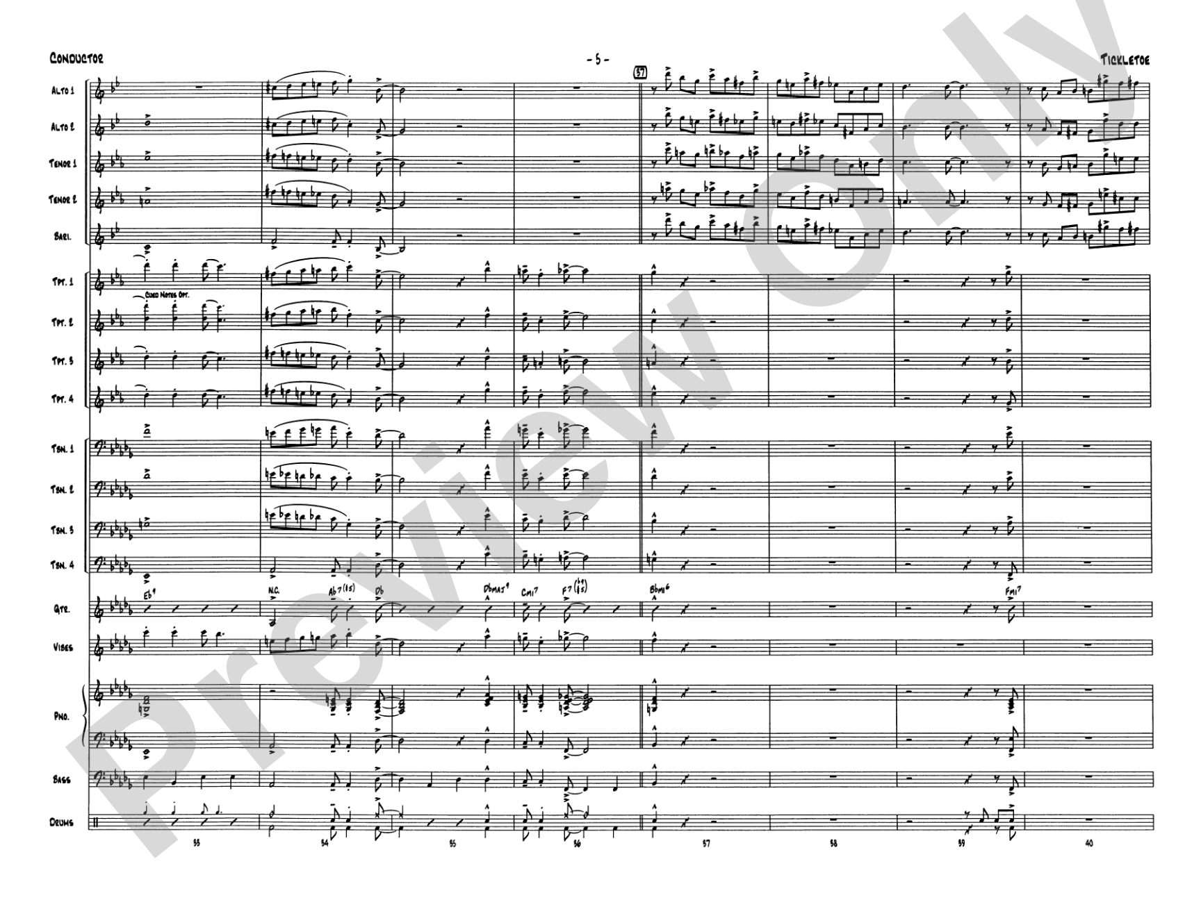 Tickletoe: Jazz Ensemble Conductor Score & Parts