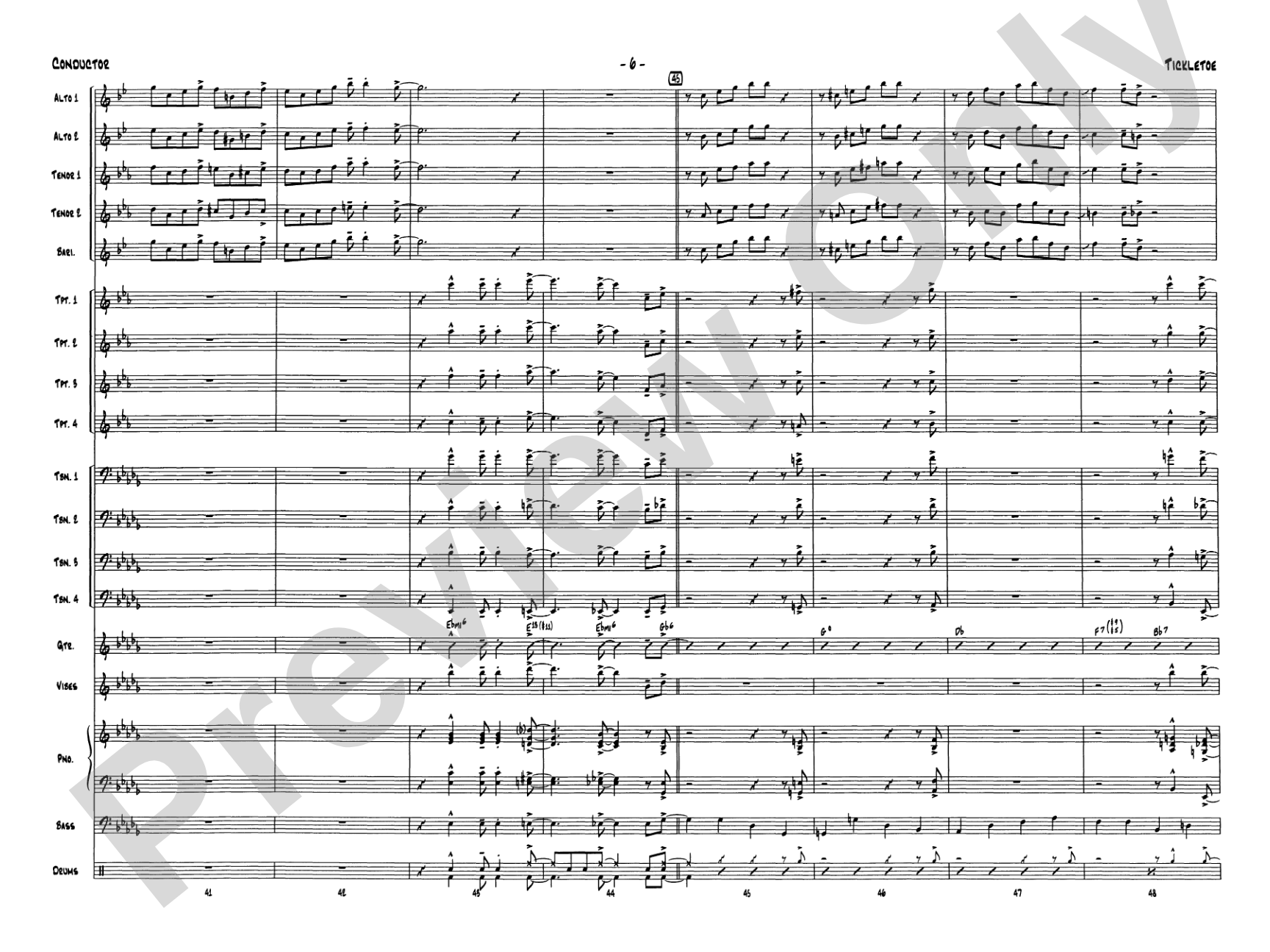 Tickletoe: Jazz Ensemble Conductor Score & Parts