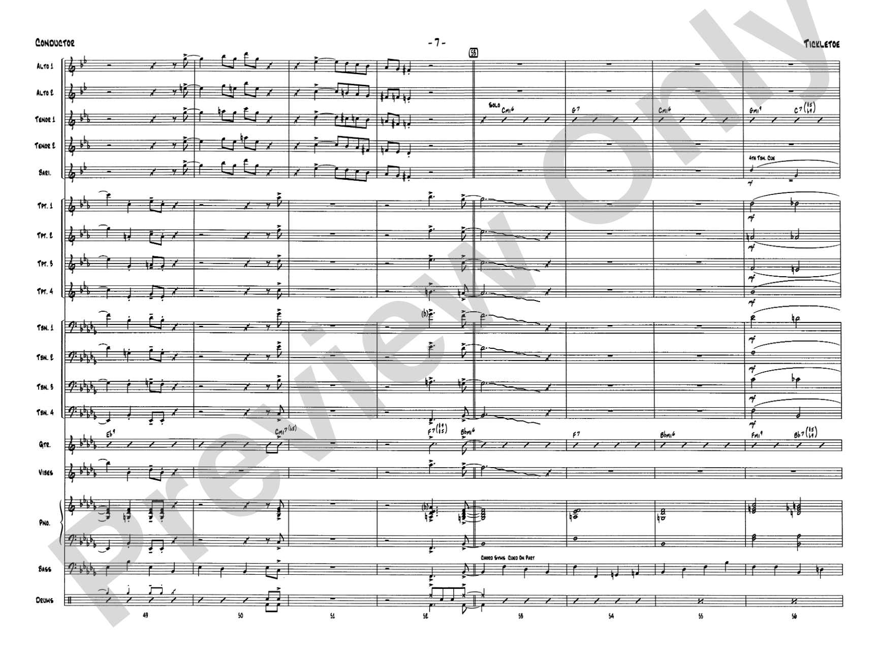 Tickletoe: Jazz Ensemble Conductor Score & Parts