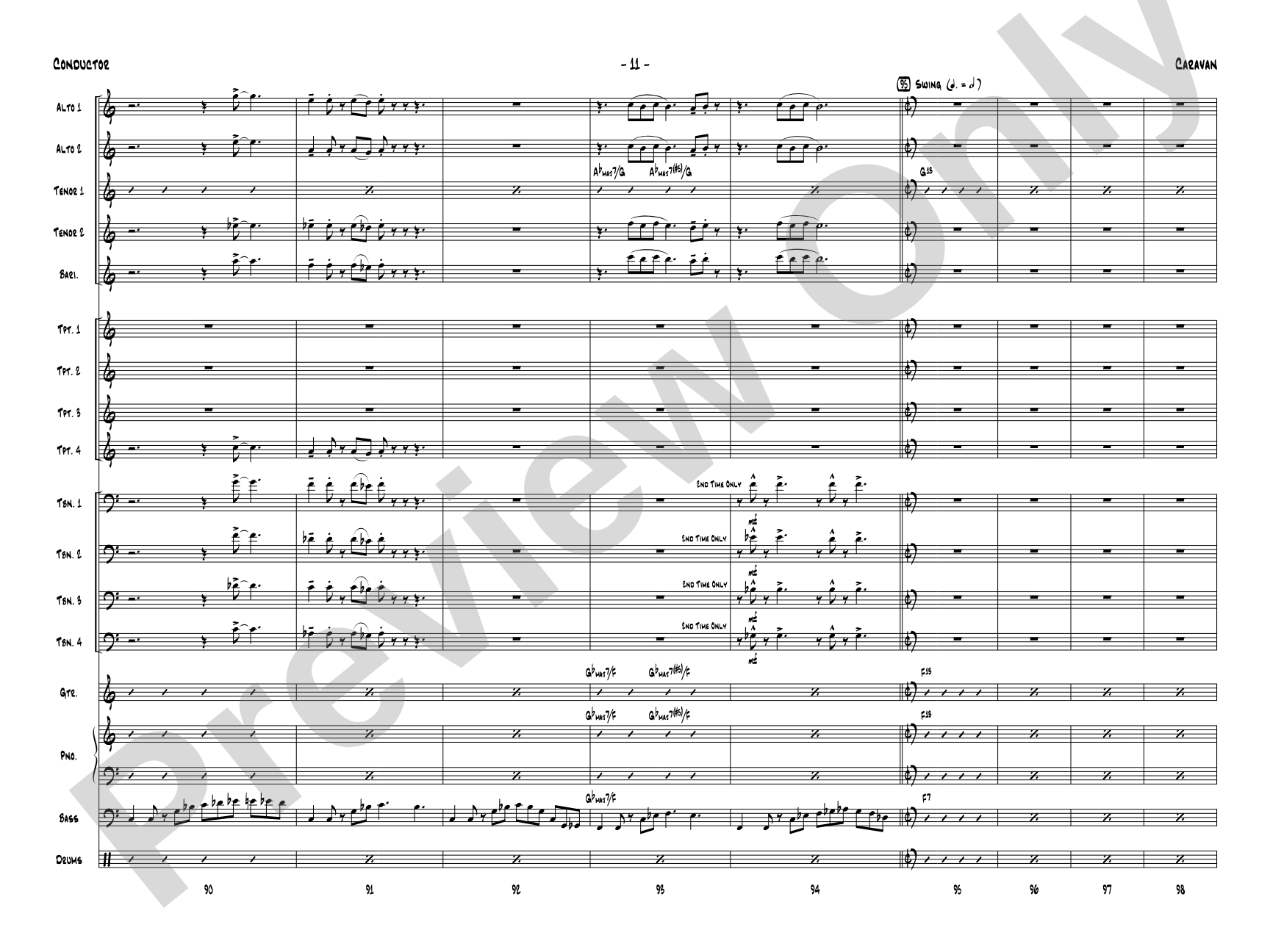 Caravan: Jazz Ensemble Conductor Score & Parts