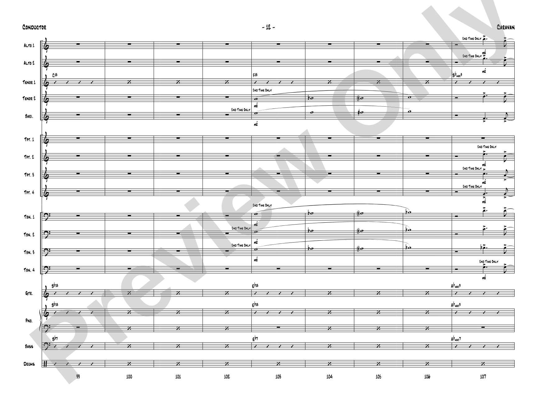 Caravan: Jazz Ensemble Conductor Score & Parts