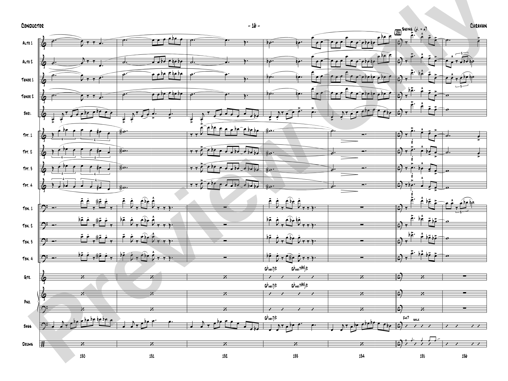 Caravan: Jazz Ensemble Conductor Score & Parts