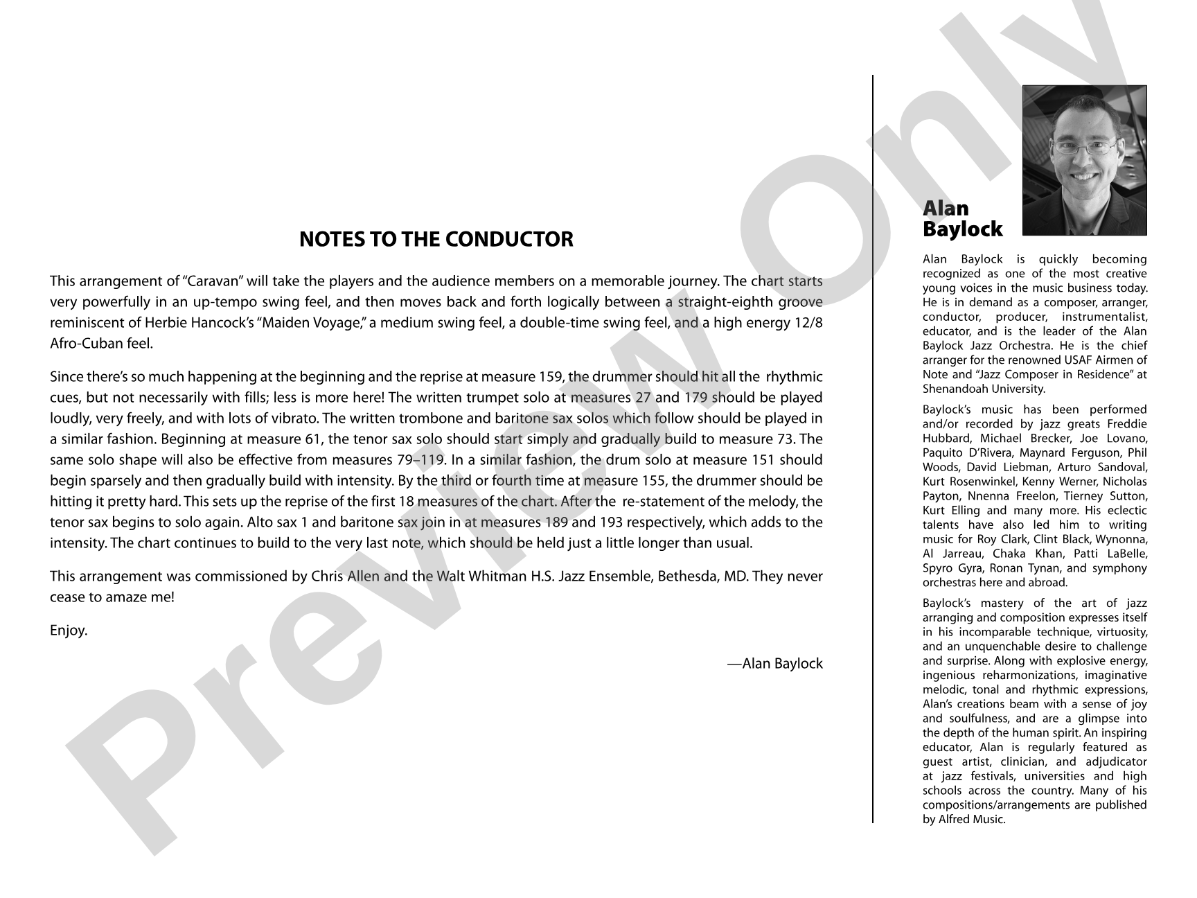 Caravan: Jazz Ensemble Conductor Score & Parts