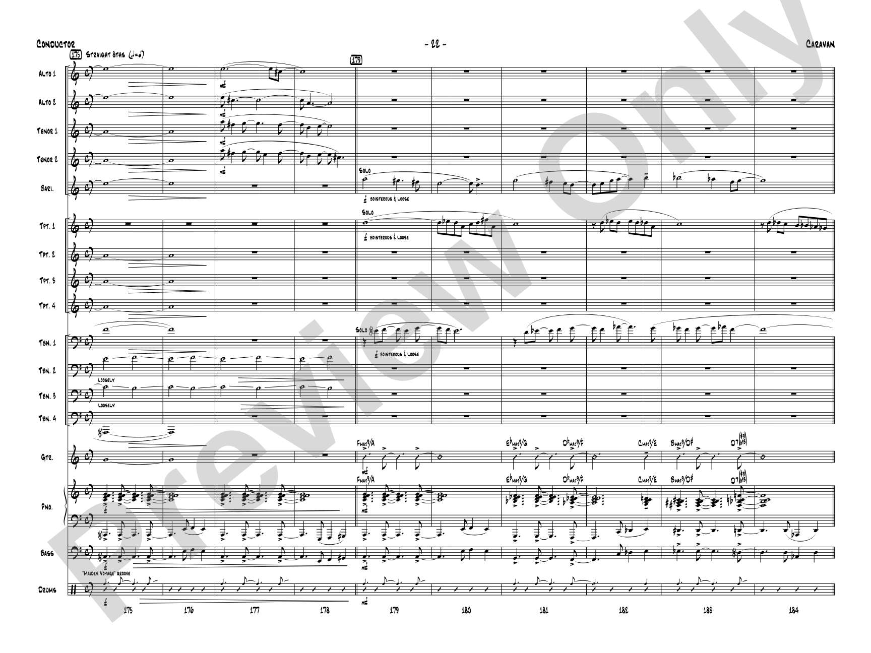 Caravan: Jazz Ensemble Conductor Score & Parts
