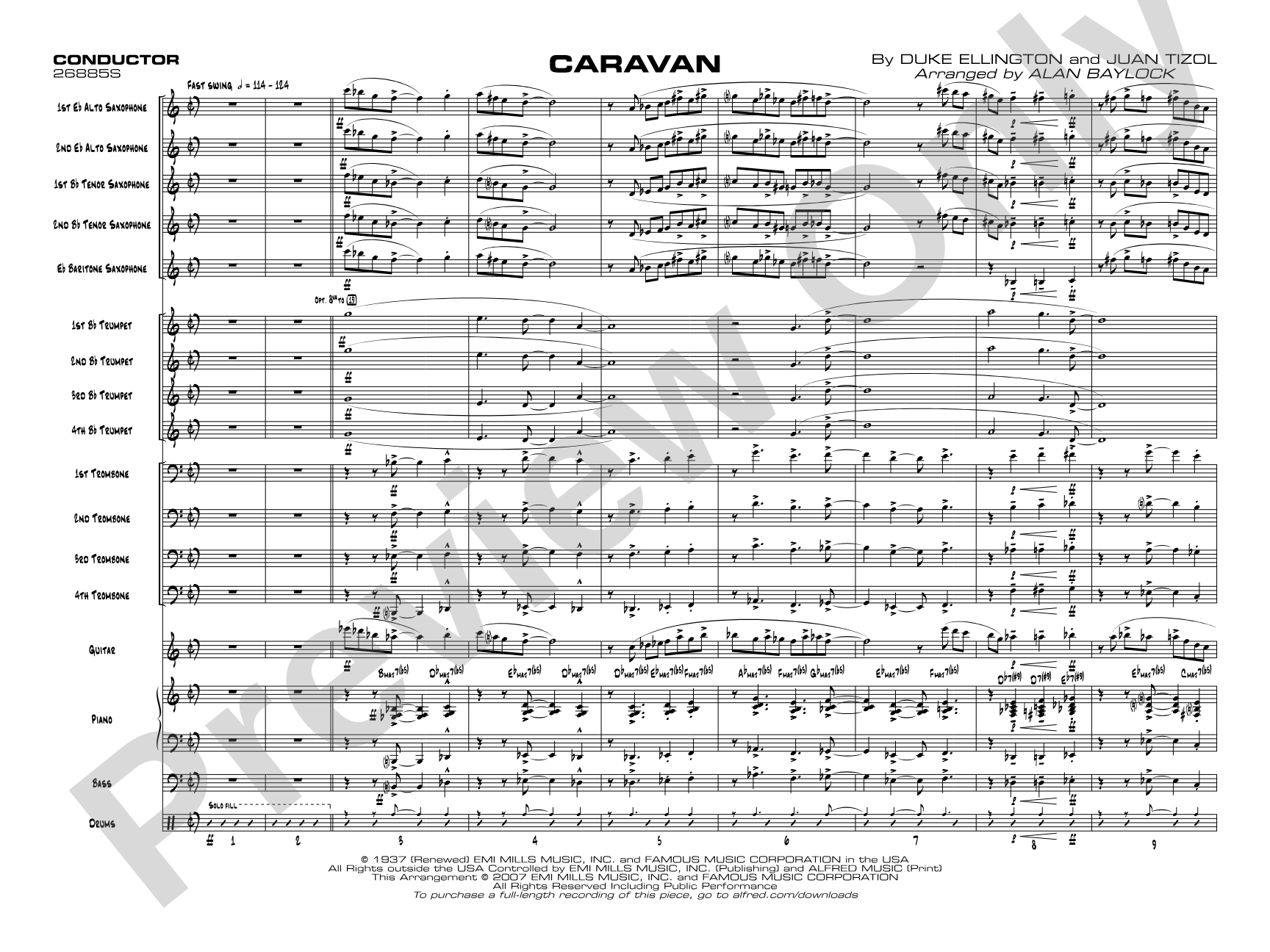 Caravan: Jazz Ensemble Conductor Score & Parts