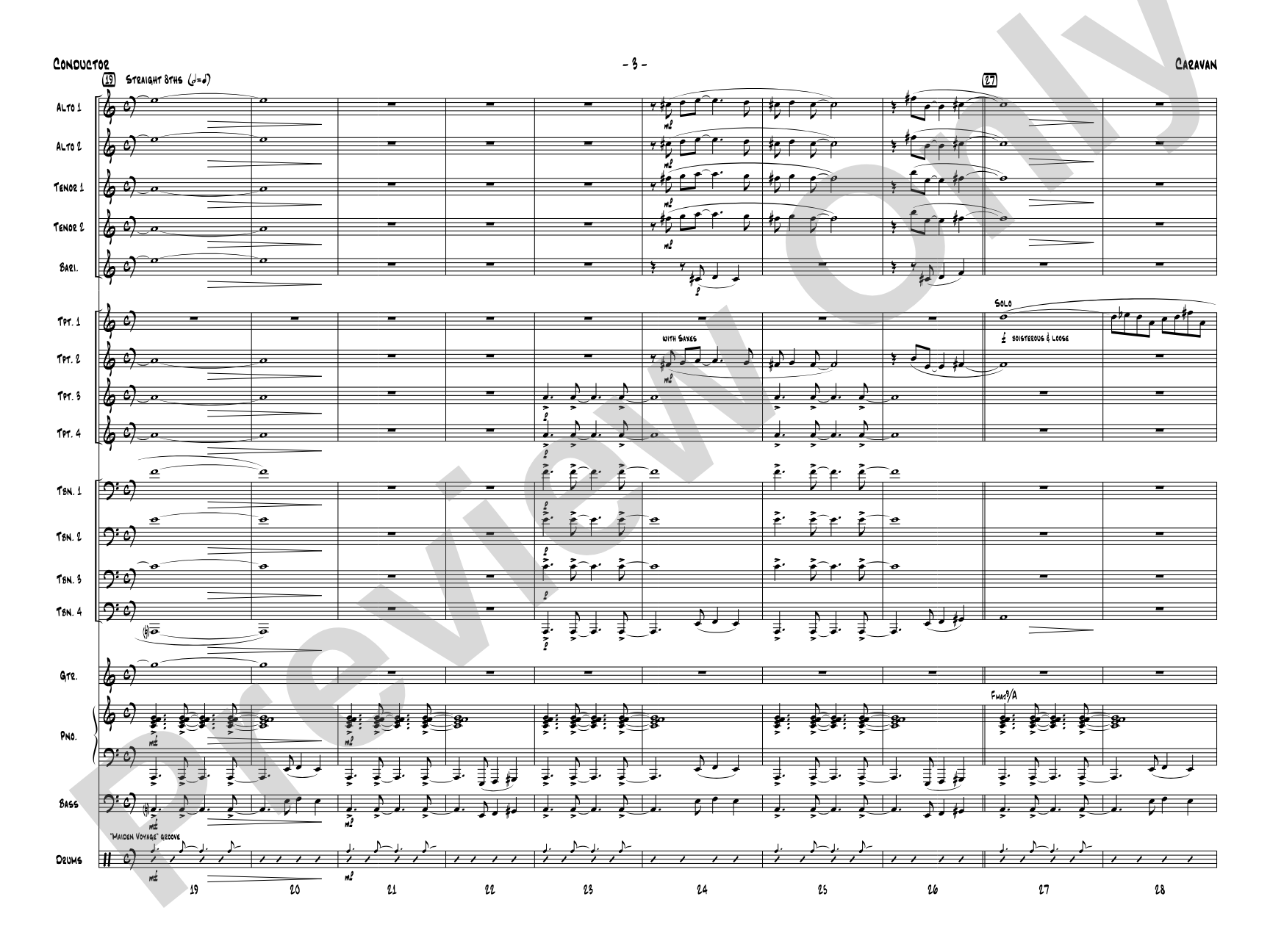 Caravan: Jazz Ensemble Conductor Score & Parts