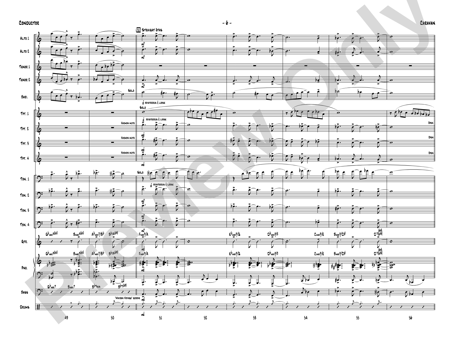 Caravan: Jazz Ensemble Conductor Score & Parts