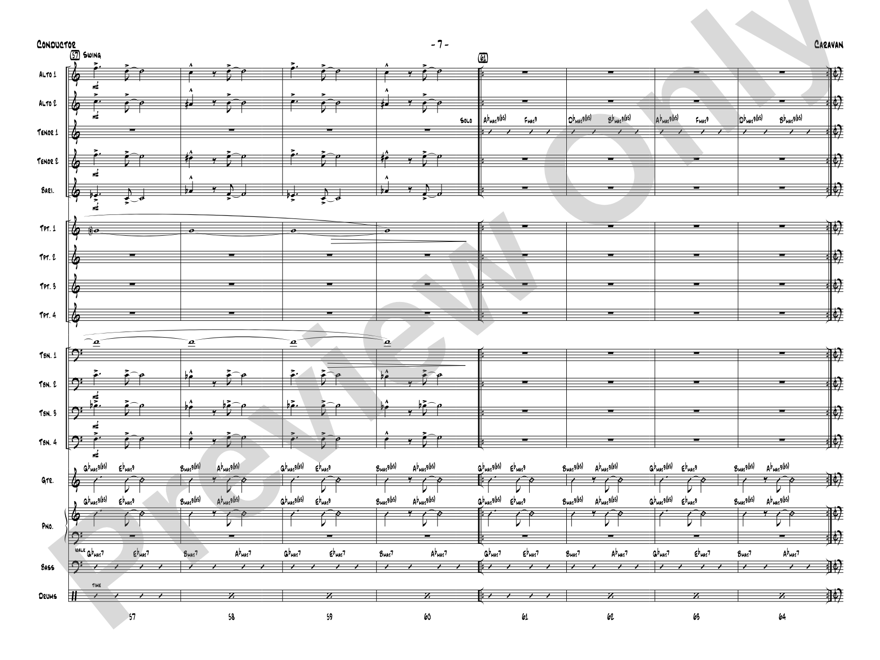 Caravan: Jazz Ensemble Conductor Score & Parts