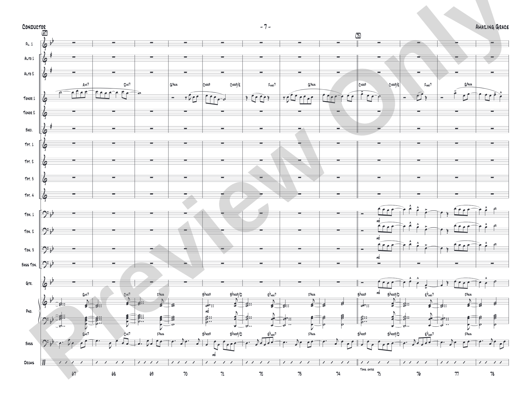 Amazing Grace: Jazz Ensemble Conductor Score & Parts