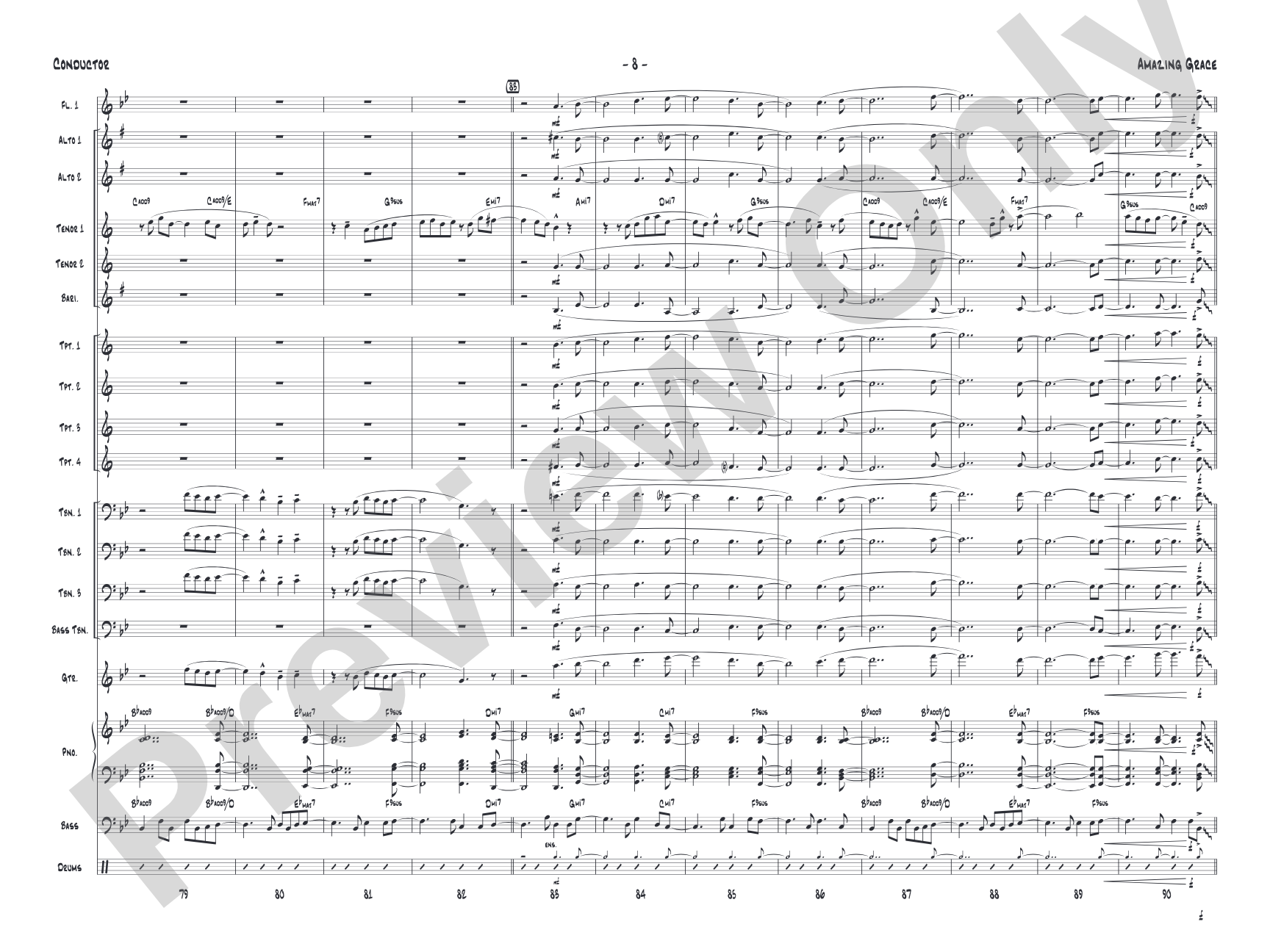 Amazing Grace: Jazz Ensemble Conductor Score & Parts
