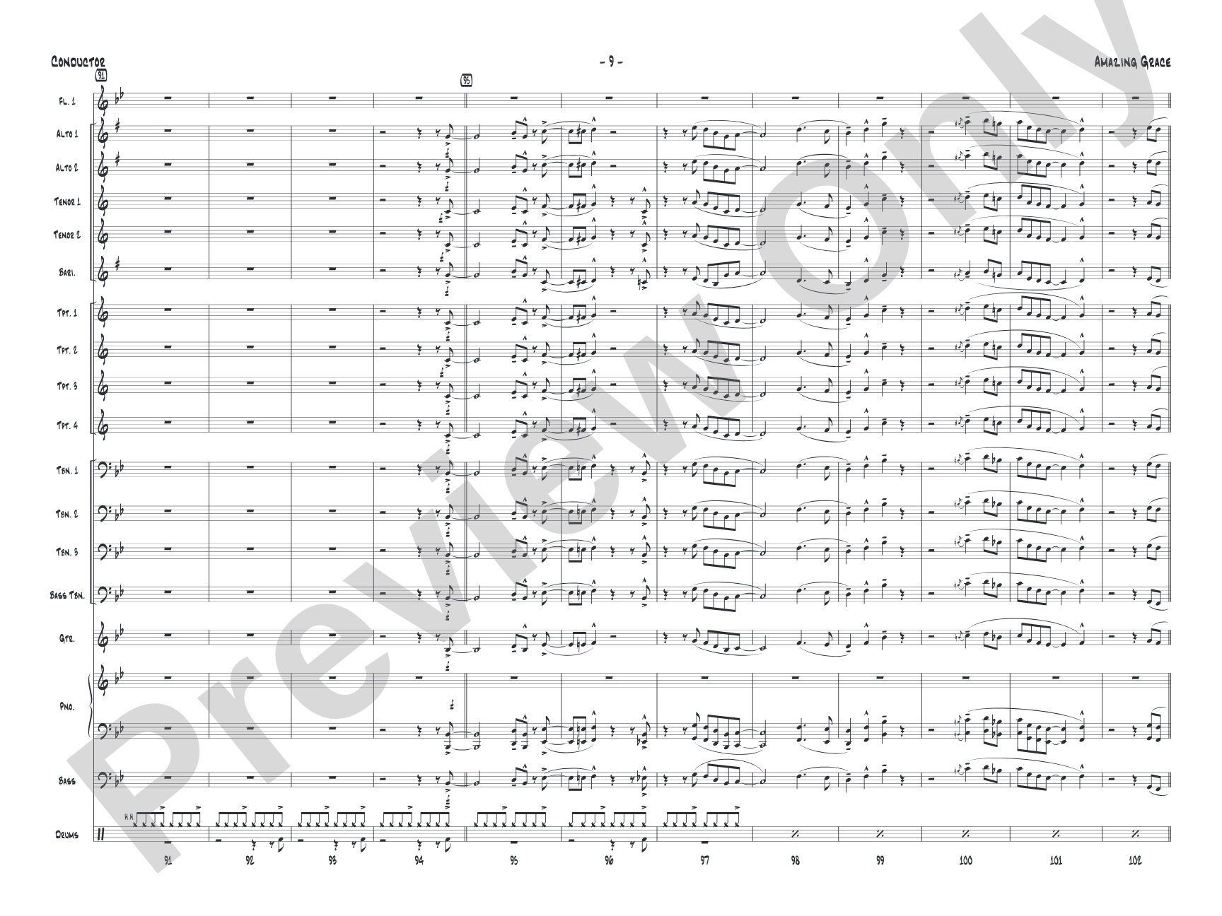 Amazing Grace: Jazz Ensemble Conductor Score & Parts