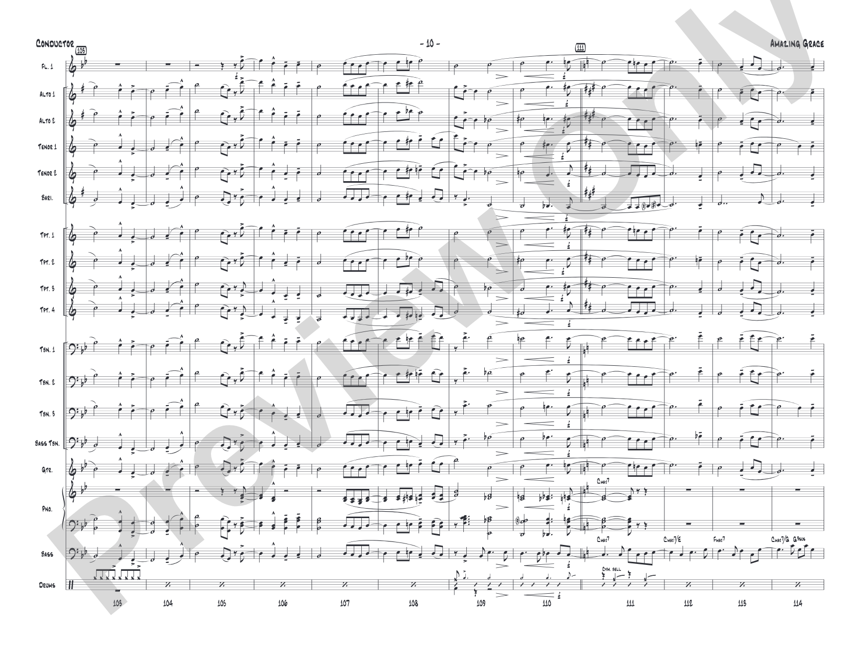 Amazing Grace: Jazz Ensemble Conductor Score & Parts