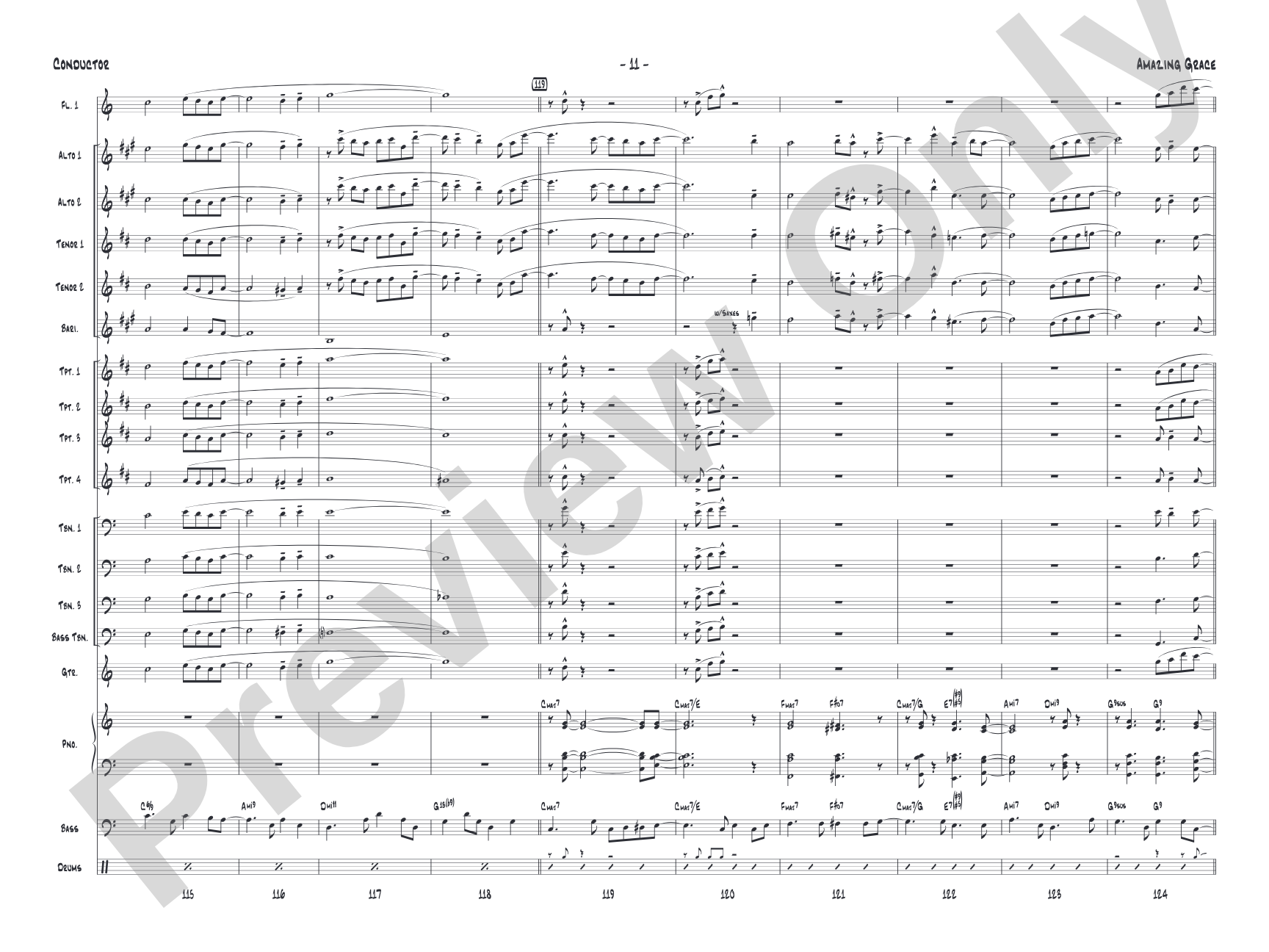 Amazing Grace: Jazz Ensemble Conductor Score & Parts