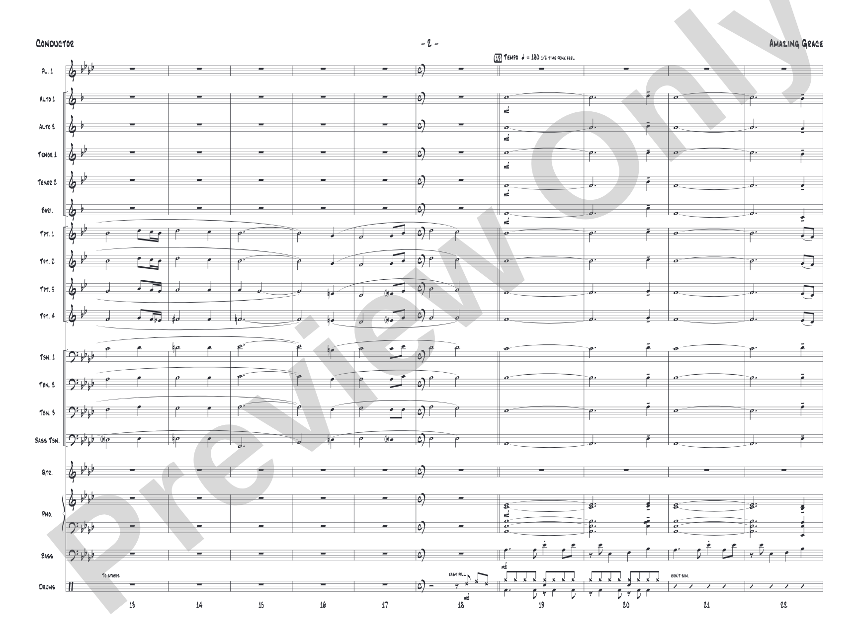 Amazing Grace: Jazz Ensemble Conductor Score & Parts