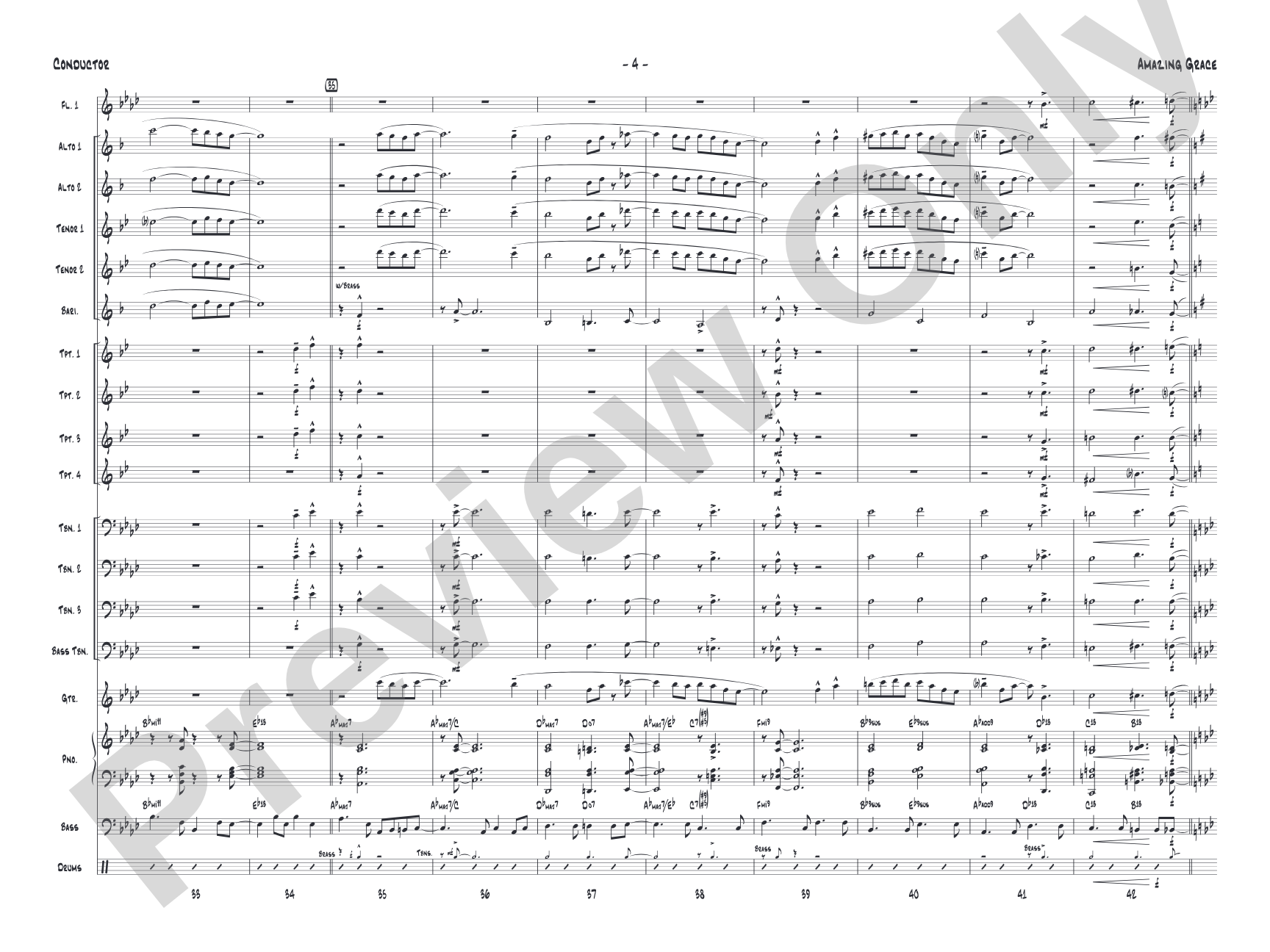 Amazing Grace: Jazz Ensemble Conductor Score & Parts