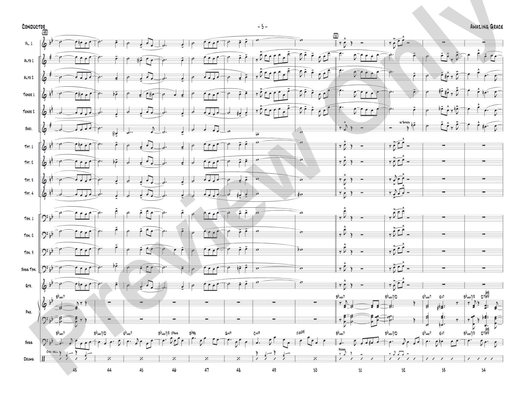 Amazing Grace: Jazz Ensemble Conductor Score & Parts