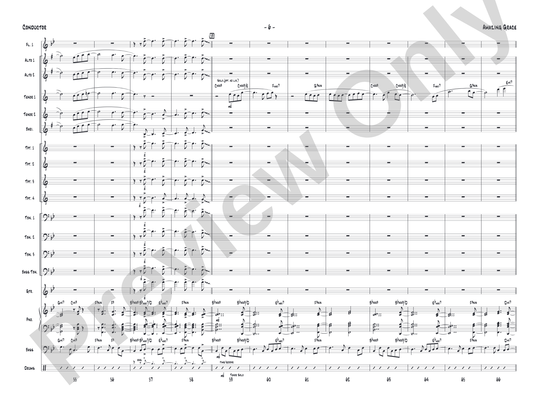 Amazing Grace: Jazz Ensemble Conductor Score & Parts