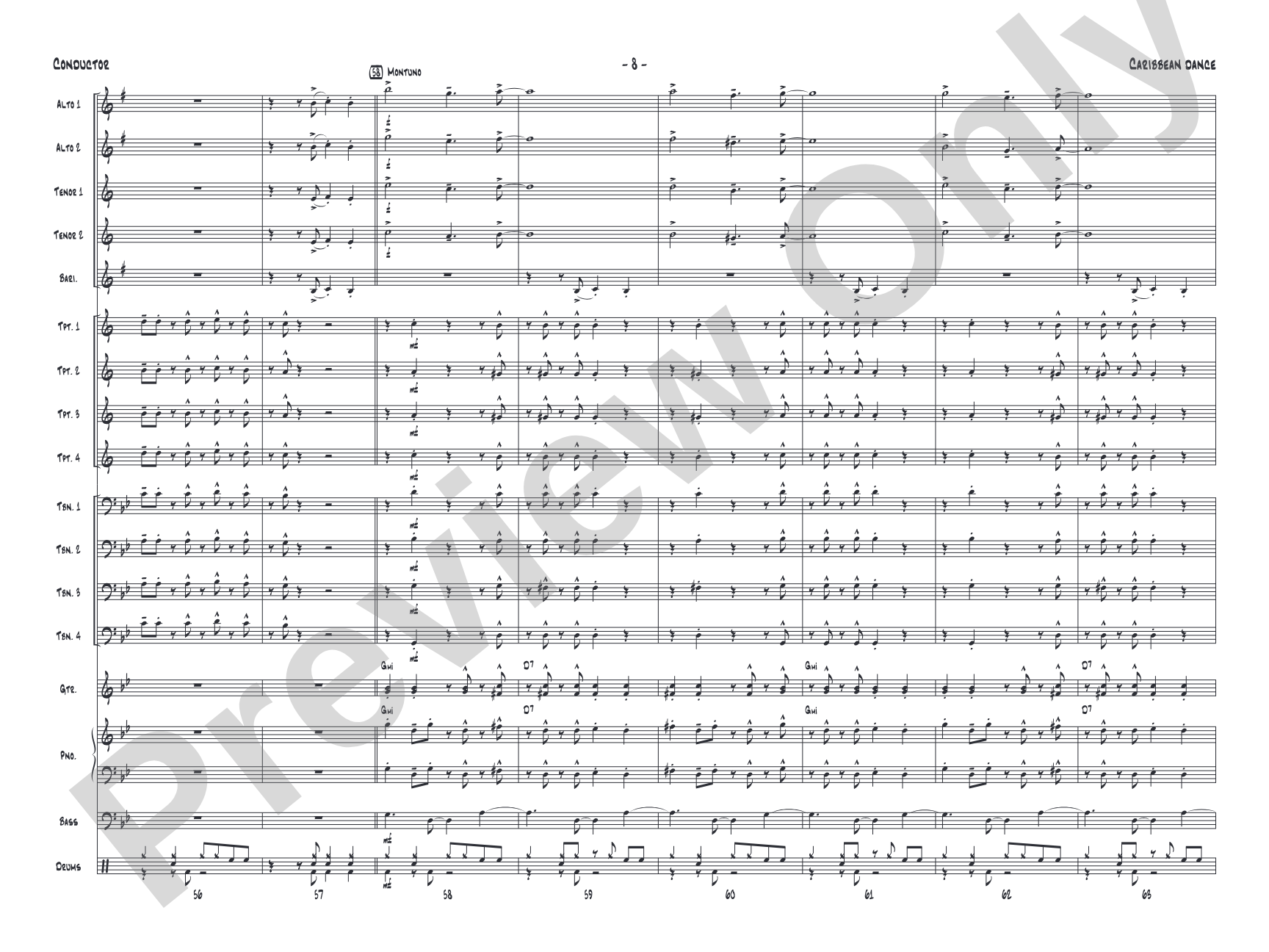 Caribbean Dance: Jazz Ensemble Conductor Score & Parts