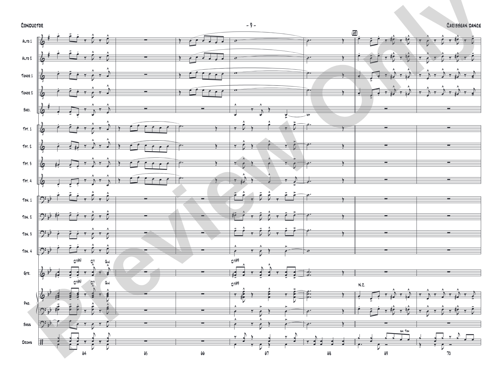 Caribbean Dance: Jazz Ensemble Conductor Score & Parts
