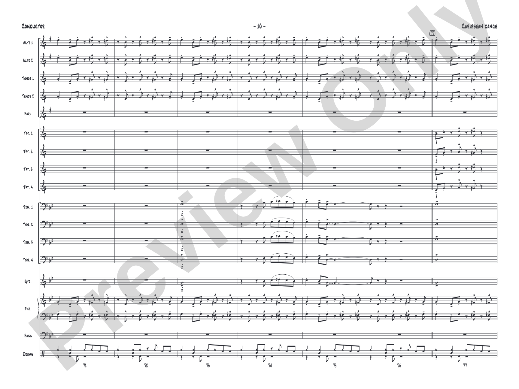 Caribbean Dance: Jazz Ensemble Conductor Score & Parts