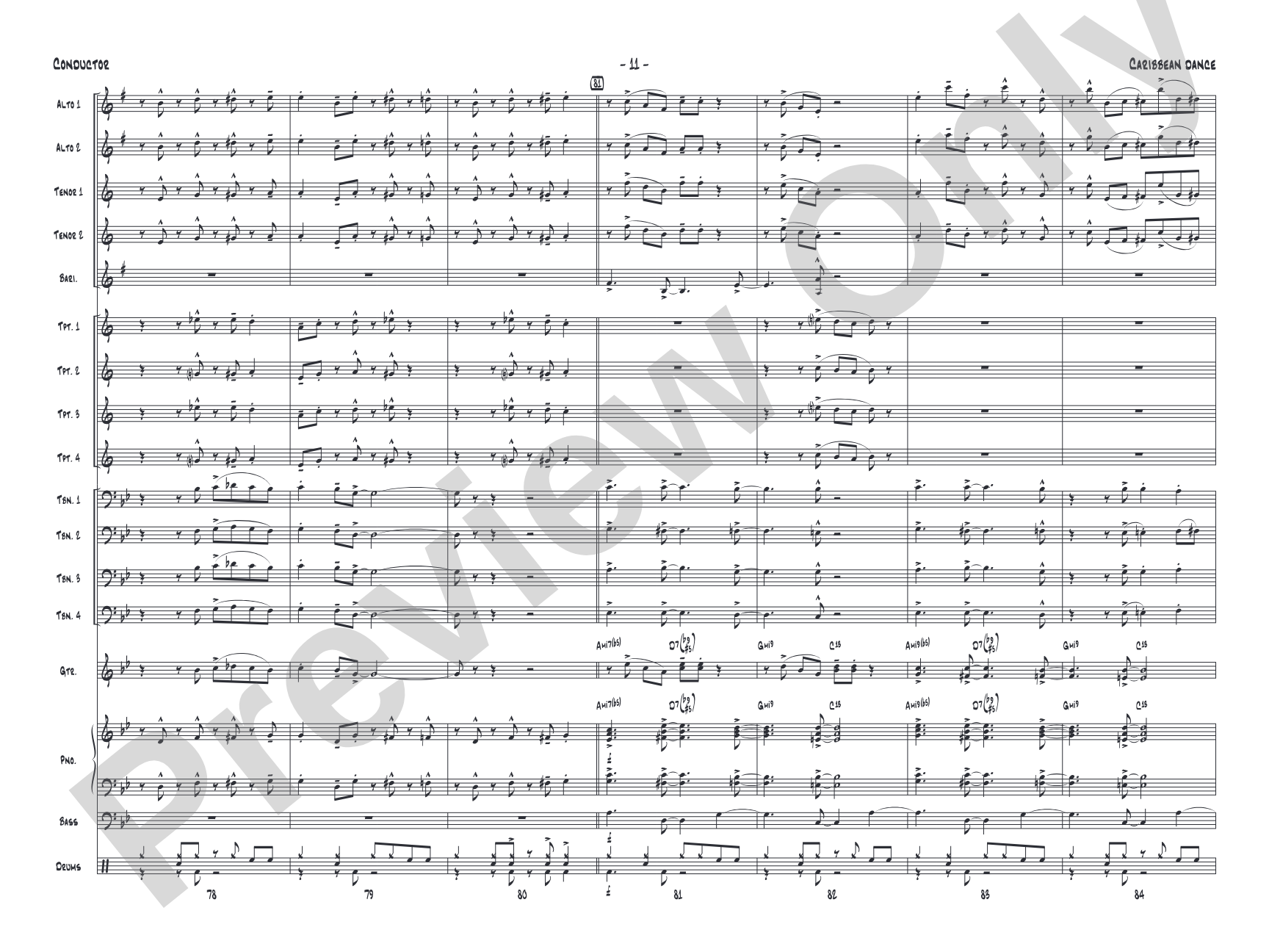 Caribbean Dance: Jazz Ensemble Conductor Score & Parts