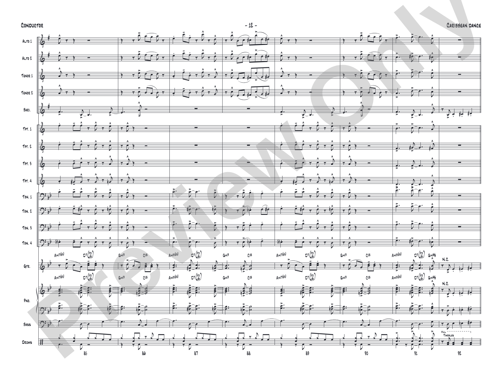 Caribbean Dance: Jazz Ensemble Conductor Score & Parts