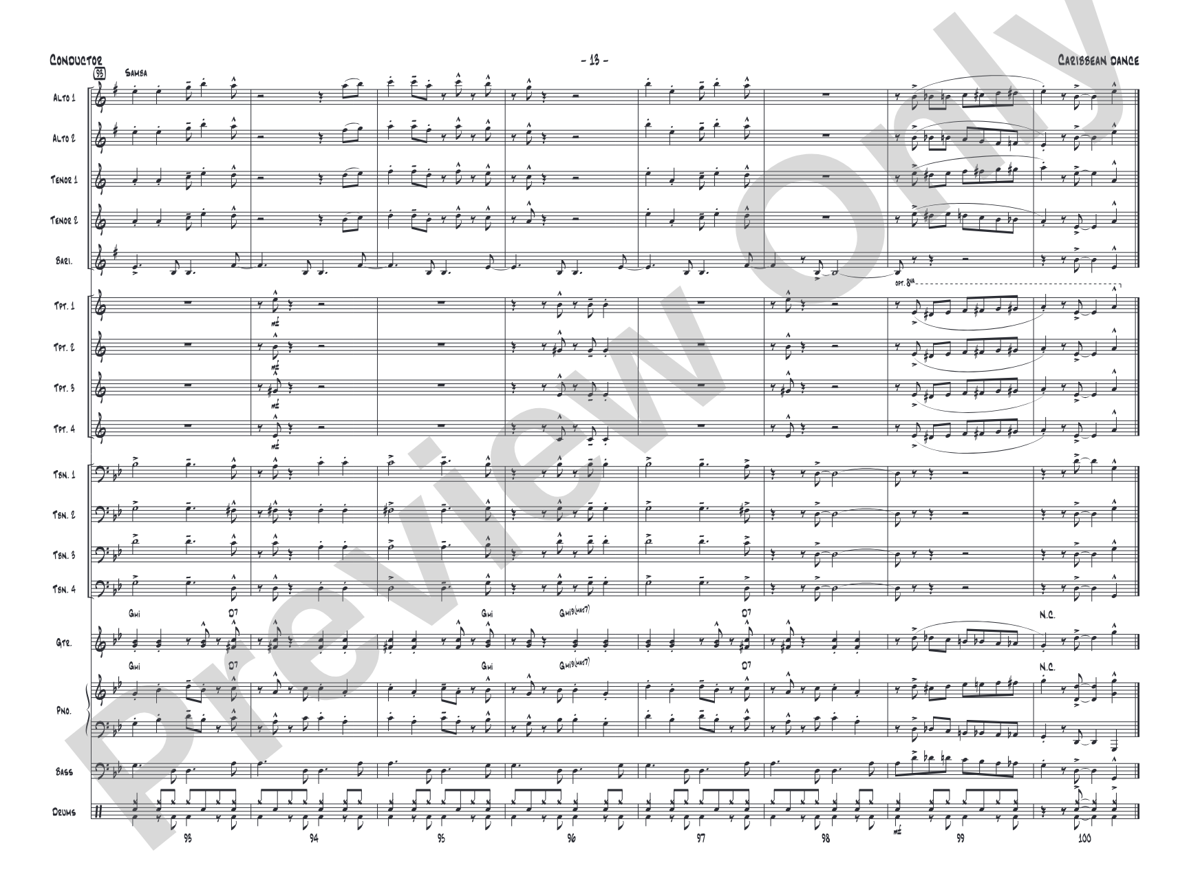 Caribbean Dance: Jazz Ensemble Conductor Score & Parts