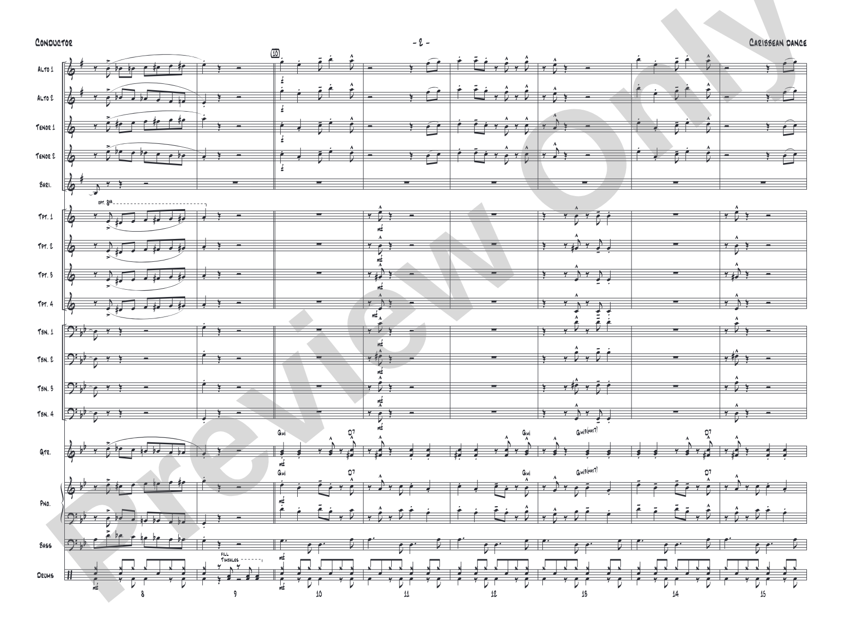 Caribbean Dance: Jazz Ensemble Conductor Score & Parts