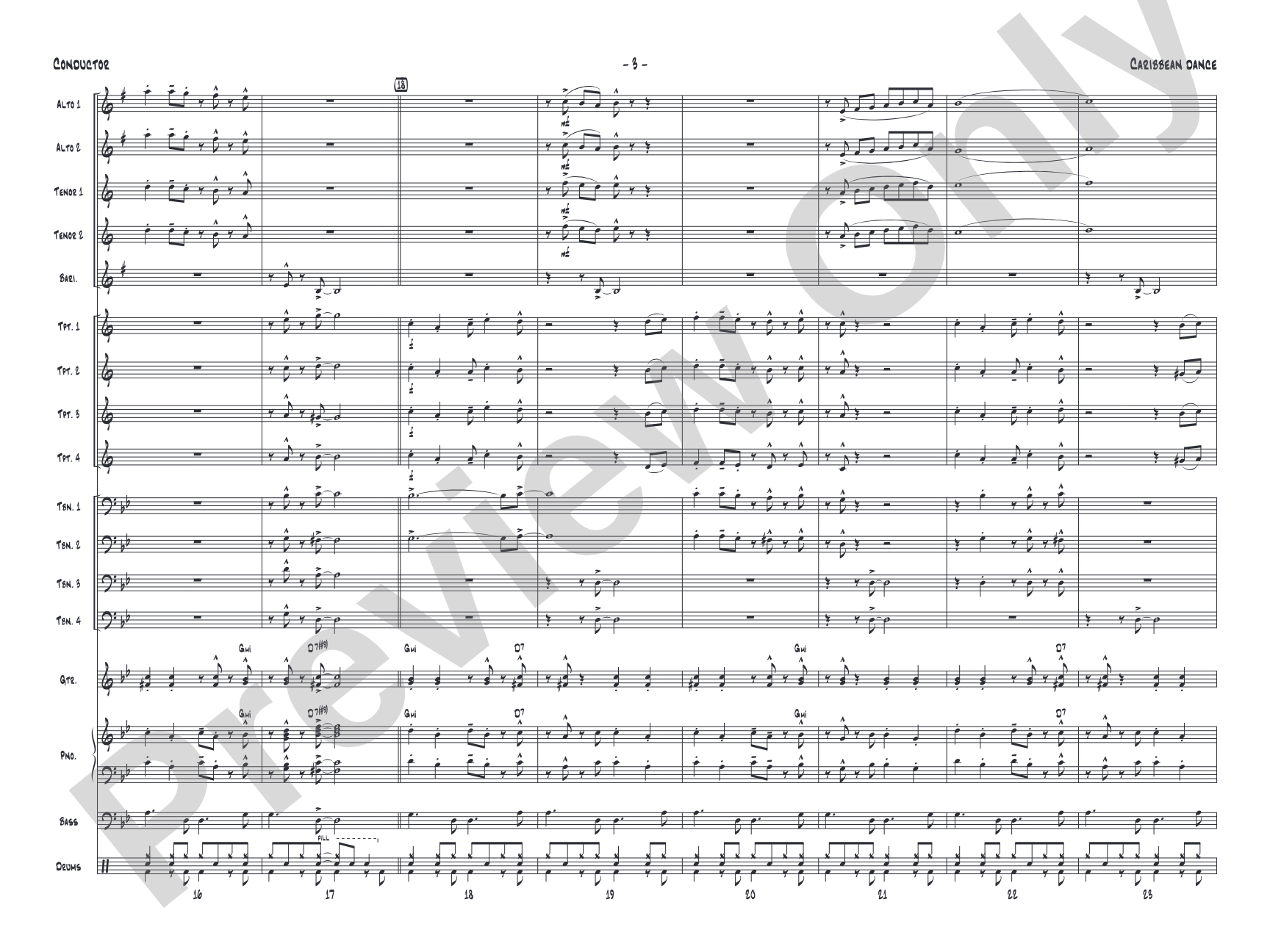 Caribbean Dance: Jazz Ensemble Conductor Score & Parts