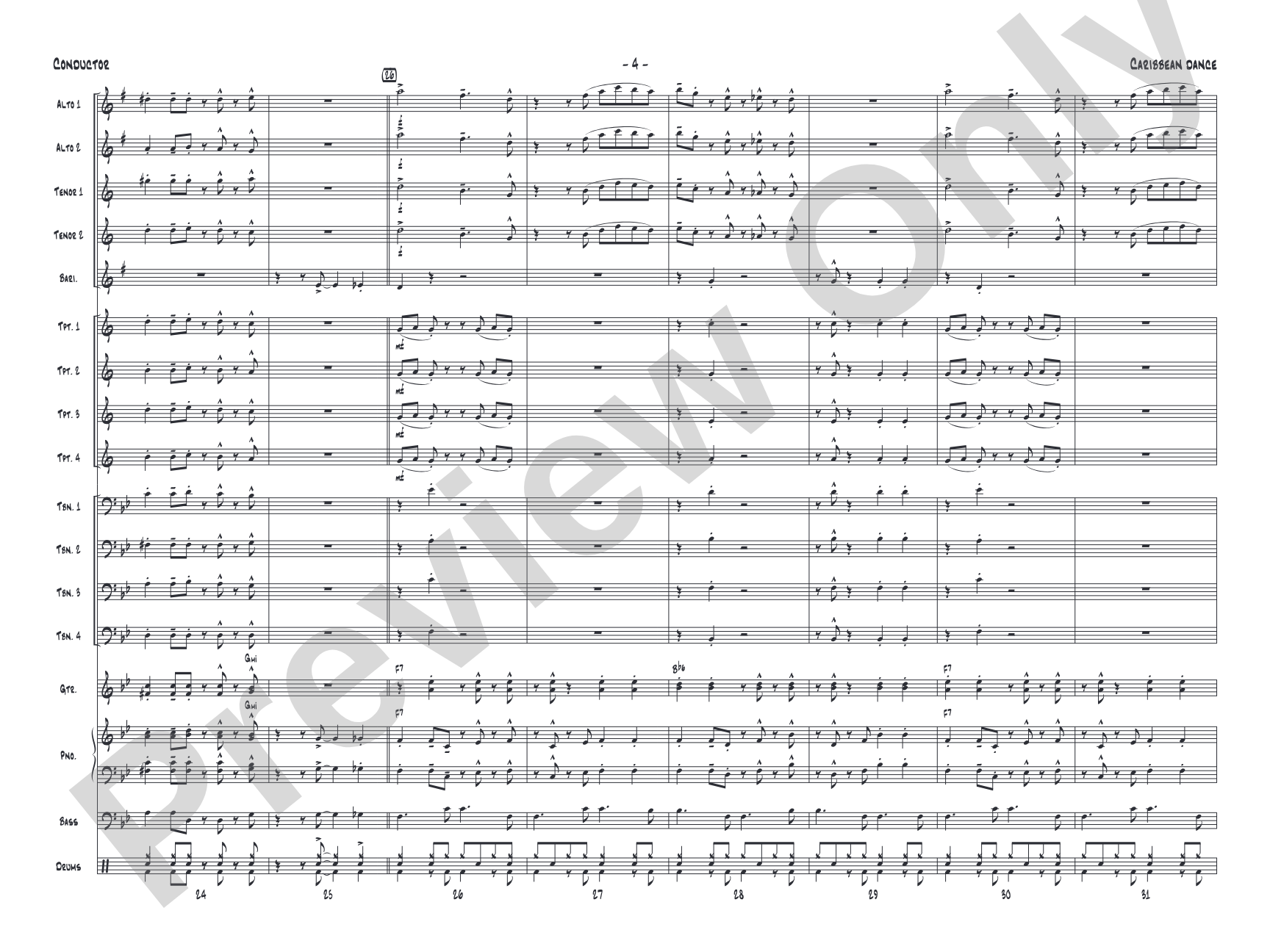 Caribbean Dance: Jazz Ensemble Conductor Score & Parts