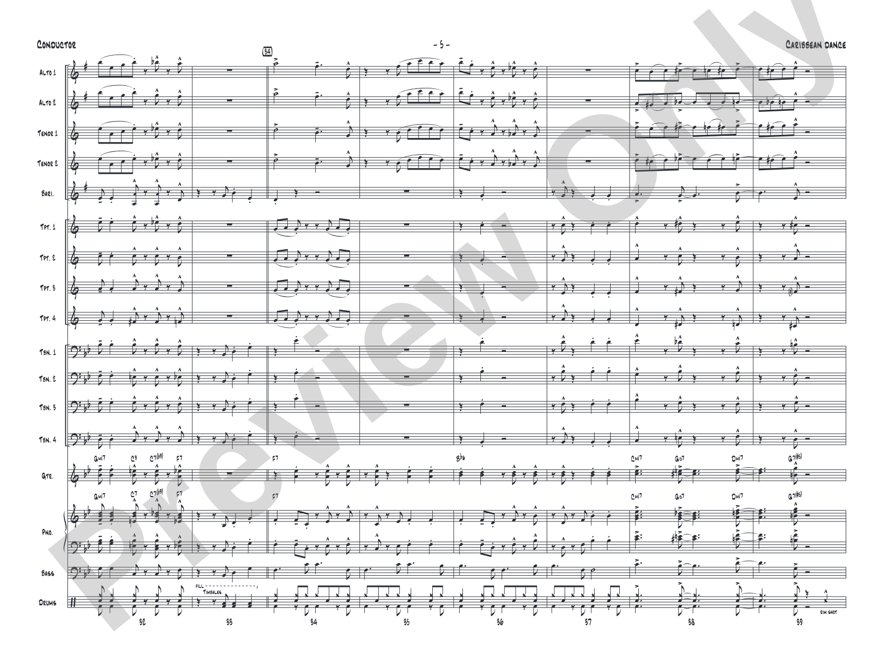 Caribbean Dance: Jazz Ensemble Conductor Score & Parts