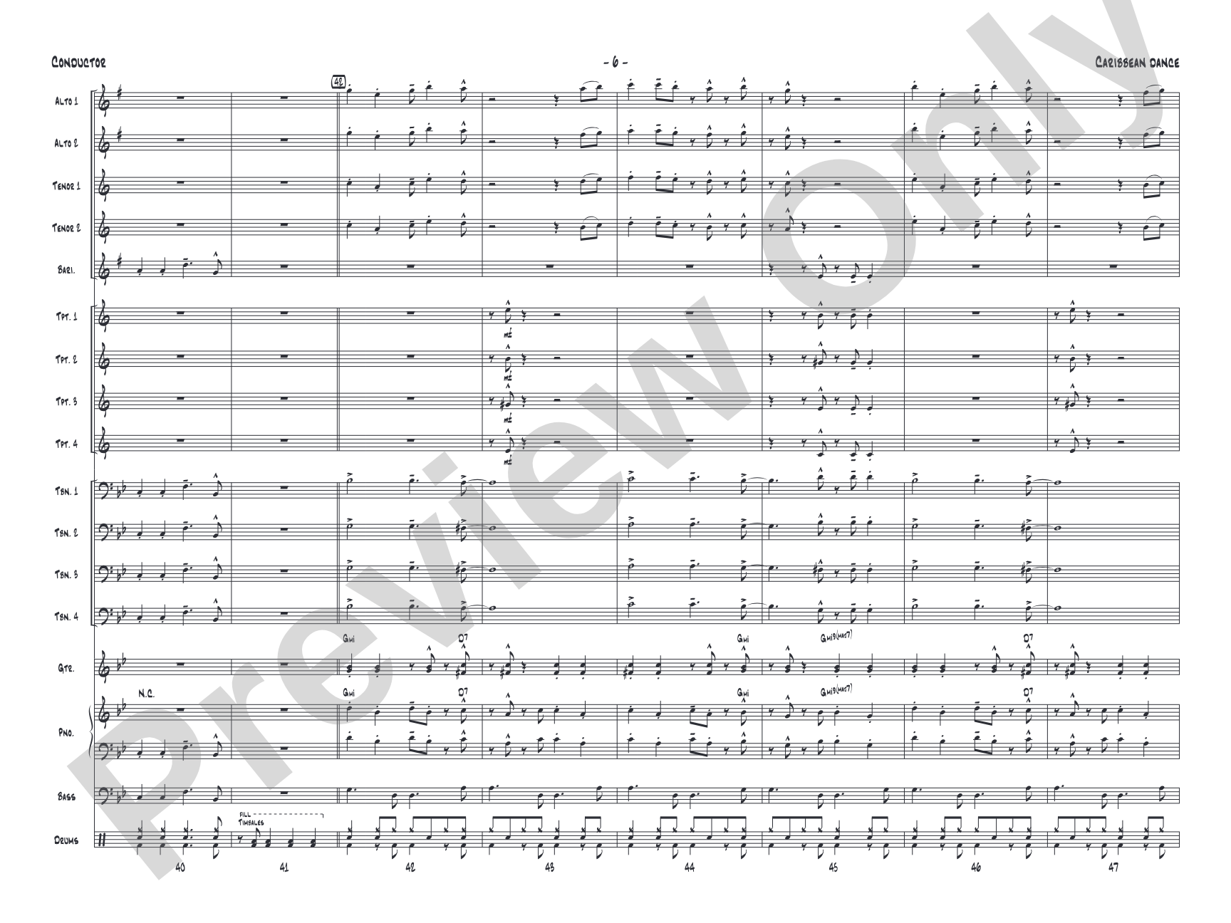 Caribbean Dance: Jazz Ensemble Conductor Score & Parts