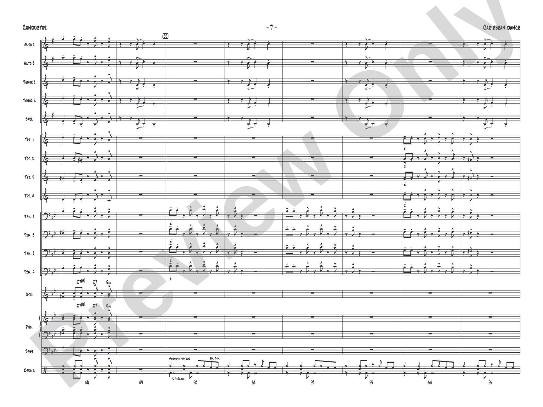 Caribbean Dance: Jazz Ensemble Conductor Score & Parts