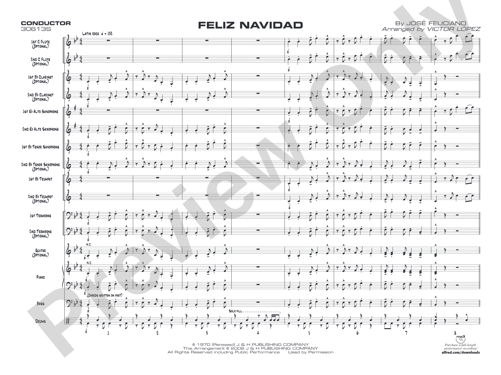 Feliz Navidad: Jazz Ensemble Conductor Score & Parts