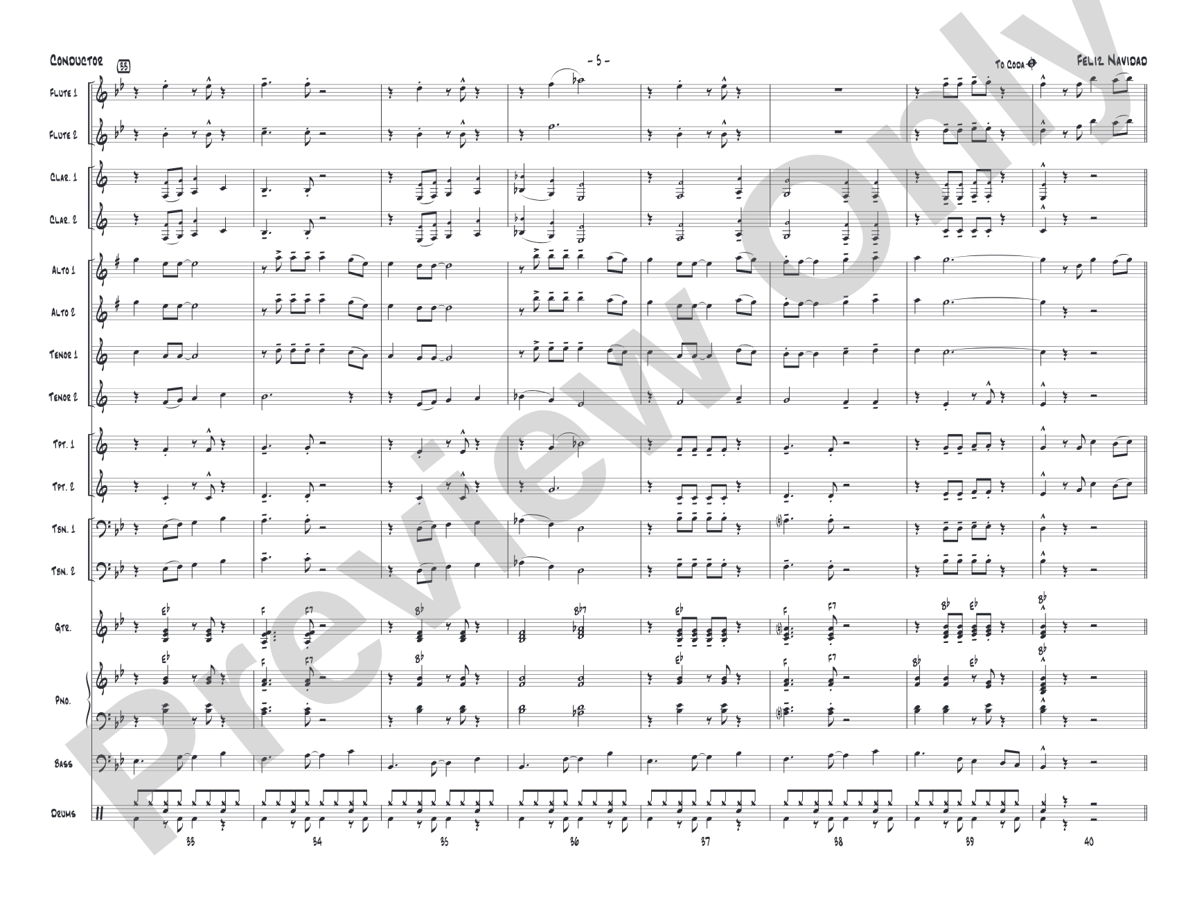 Feliz Navidad: Jazz Ensemble Conductor Score & Parts