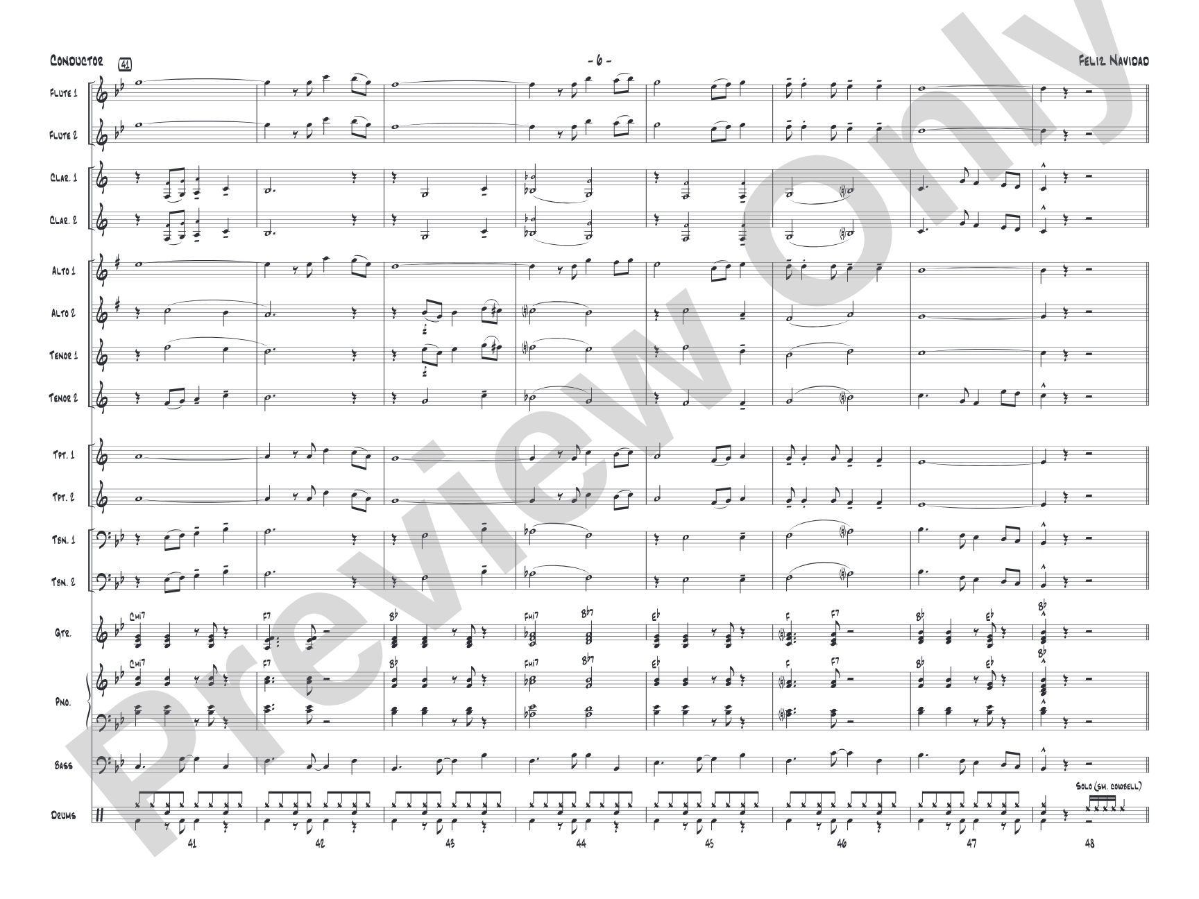 Feliz Navidad: Jazz Ensemble Conductor Score & Parts