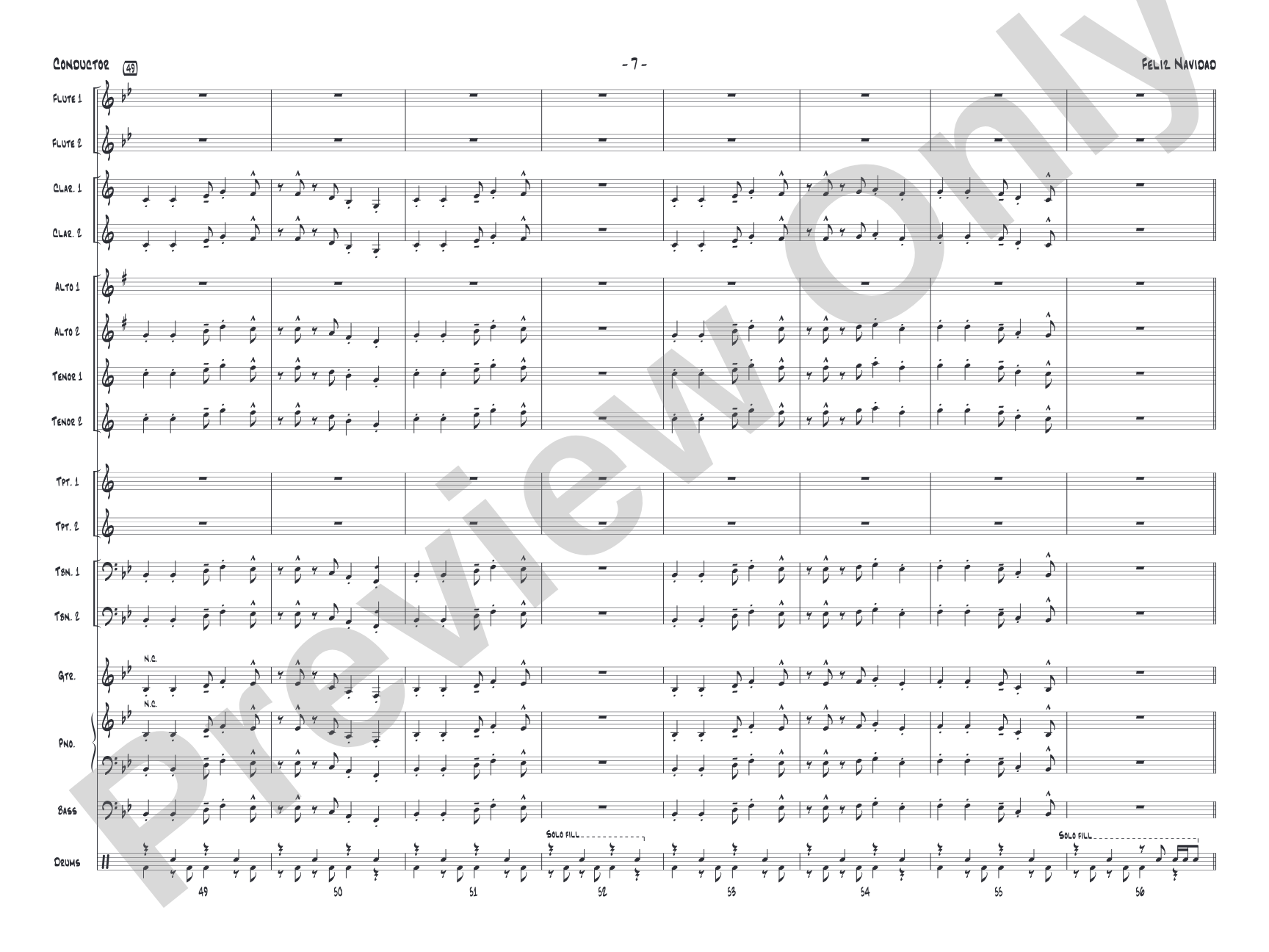 Feliz Navidad: Jazz Ensemble Conductor Score & Parts