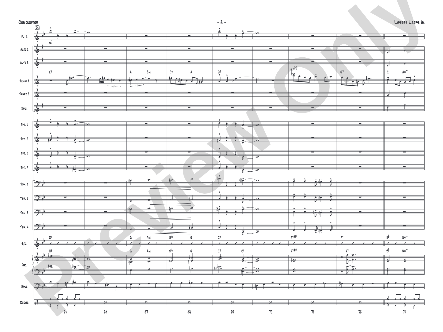 Lester Leaps In: Jazz Ensemble Conductor Score & Parts