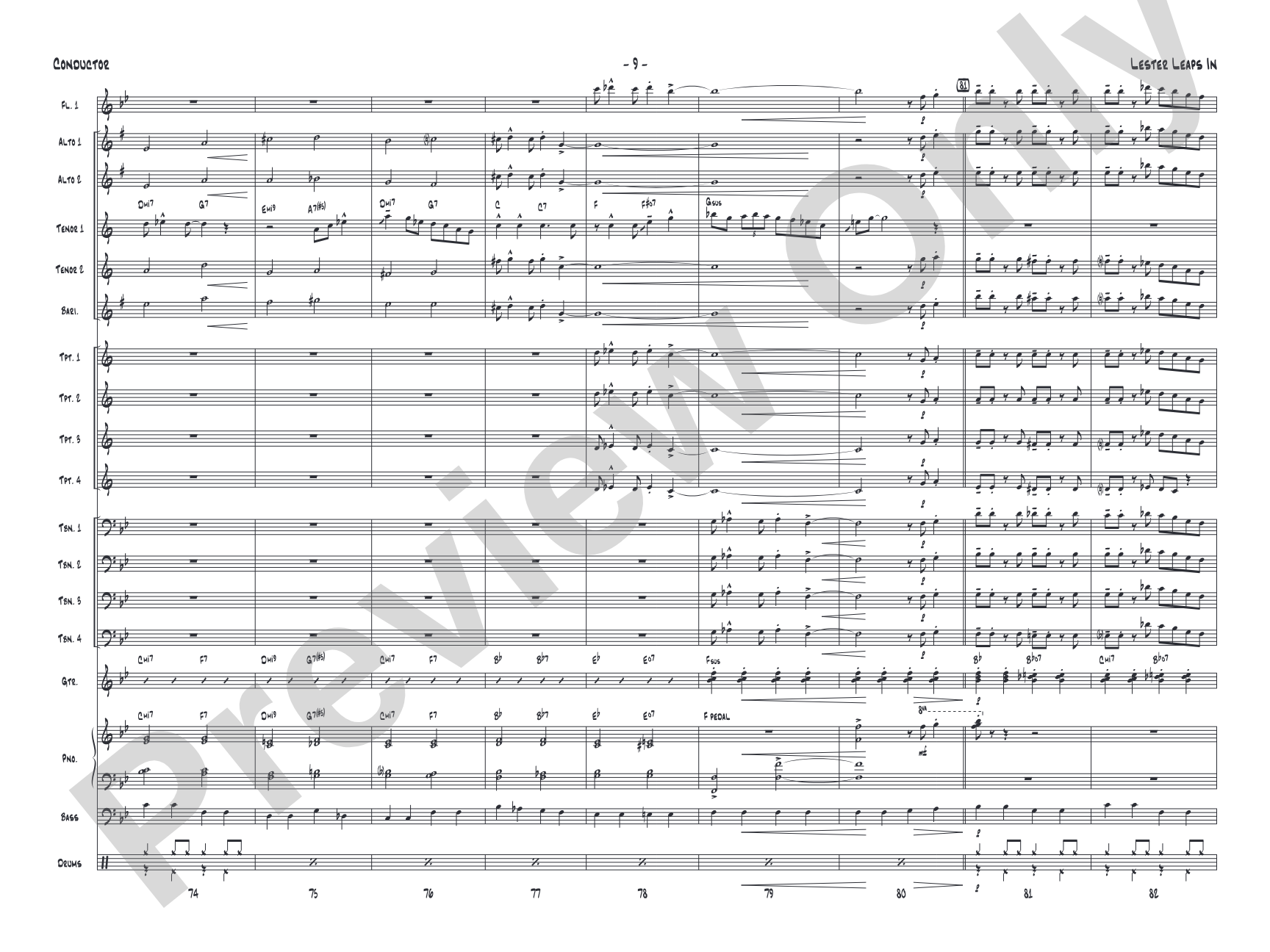 Lester Leaps In: Jazz Ensemble Conductor Score & Parts