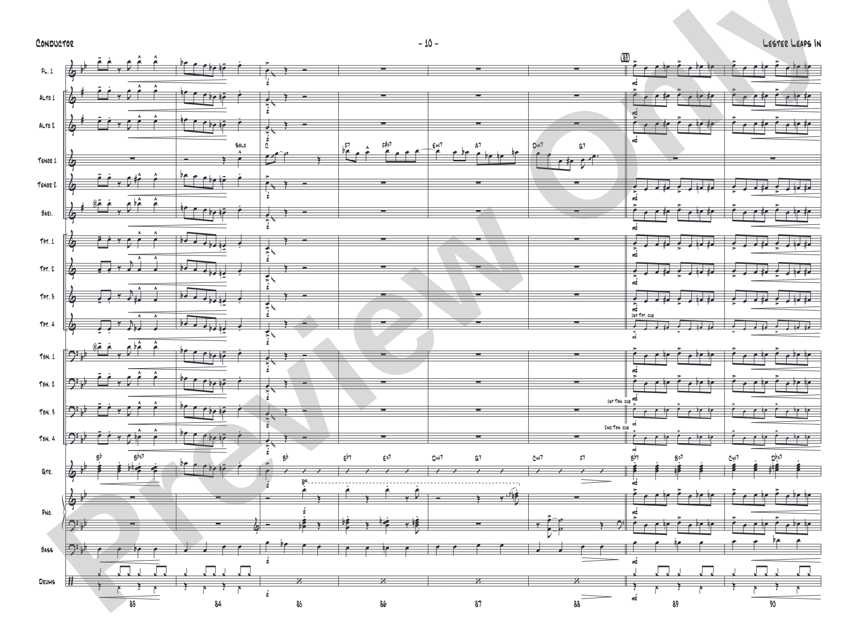 Lester Leaps In: Jazz Ensemble Conductor Score & Parts