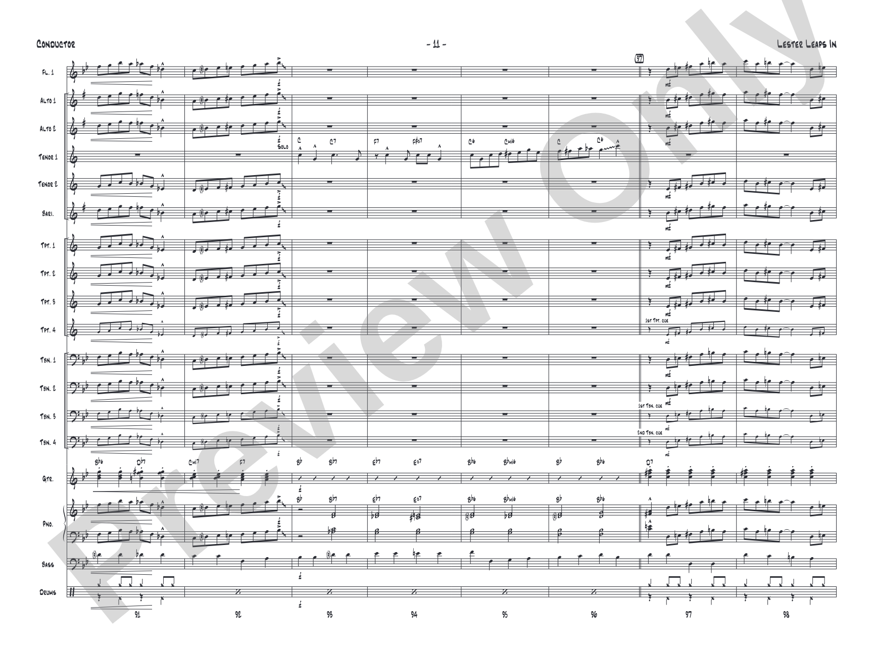 Lester Leaps In: Jazz Ensemble Conductor Score & Parts