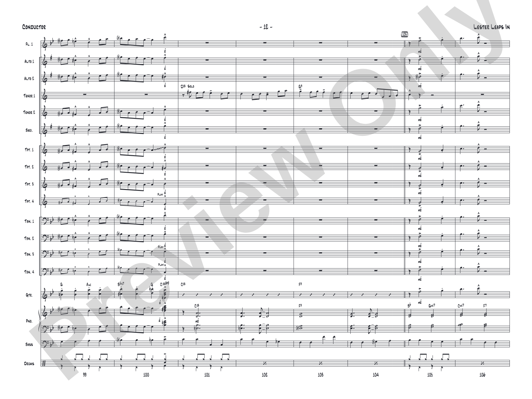 Lester Leaps In: Jazz Ensemble Conductor Score & Parts