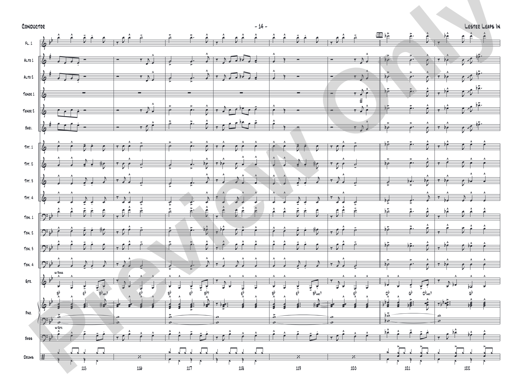 Lester Leaps In: Jazz Ensemble Conductor Score & Parts