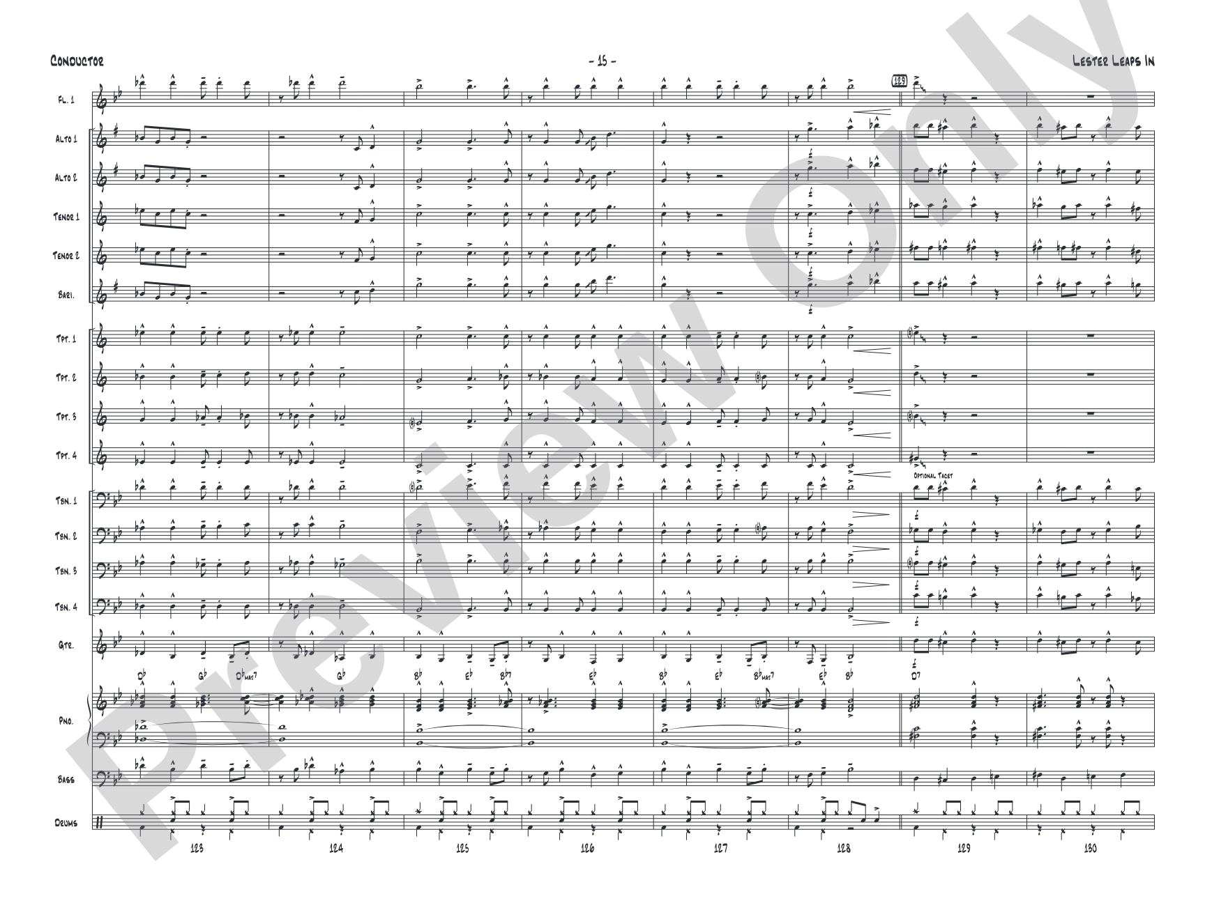 Lester Leaps In: Jazz Ensemble Conductor Score & Parts
