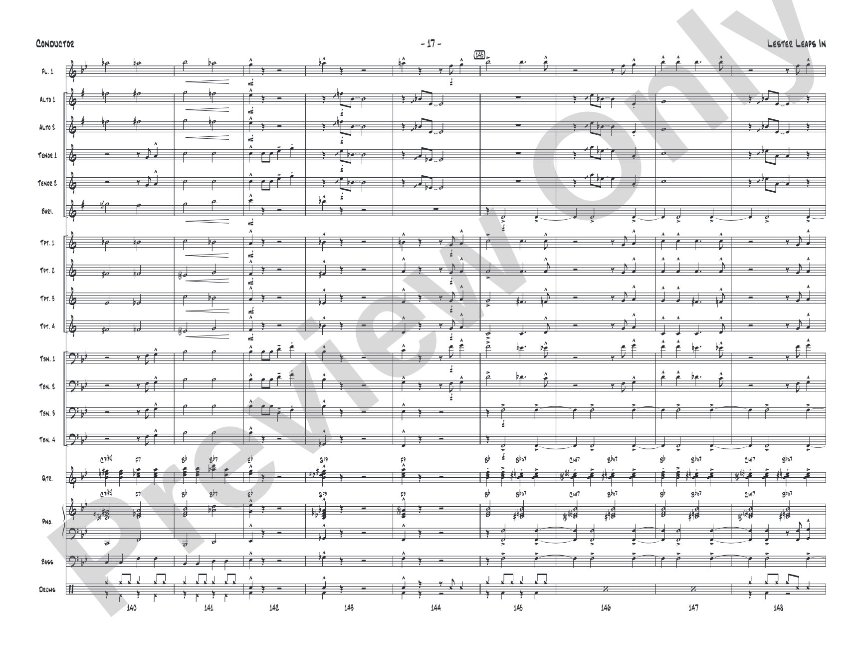 Lester Leaps In: Jazz Ensemble Conductor Score & Parts