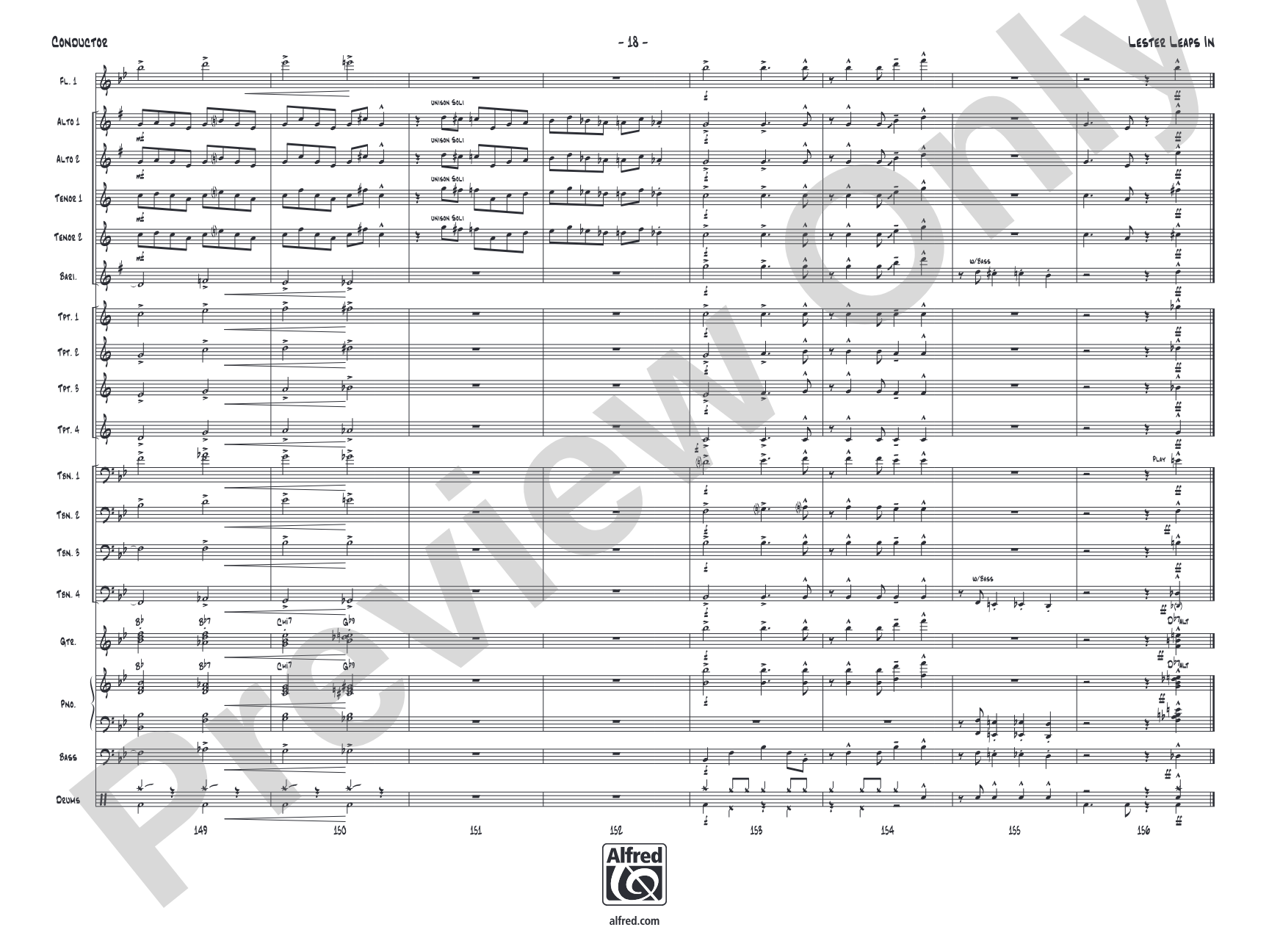 Lester Leaps In: Jazz Ensemble Conductor Score & Parts