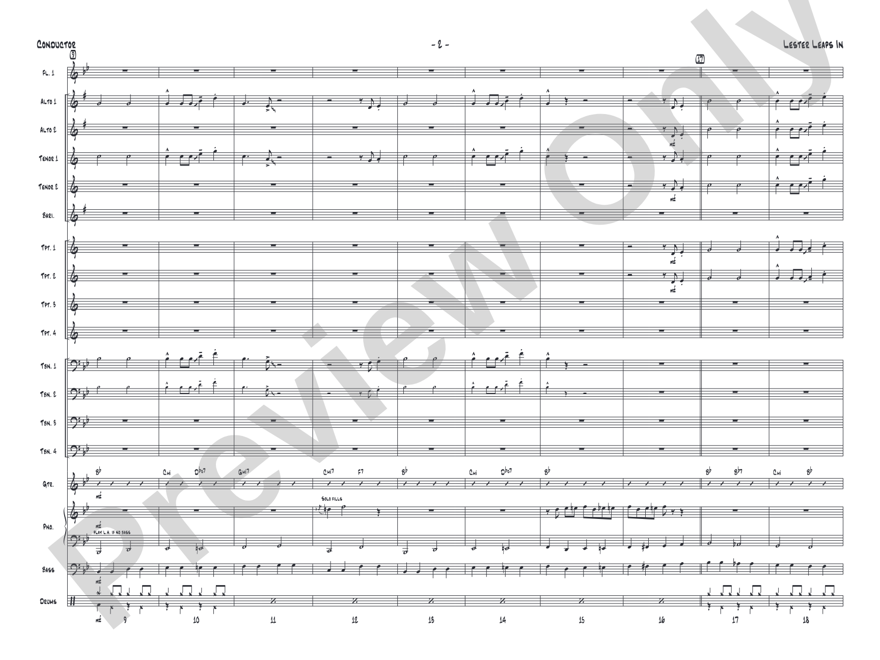 Lester Leaps In: Jazz Ensemble Conductor Score & Parts