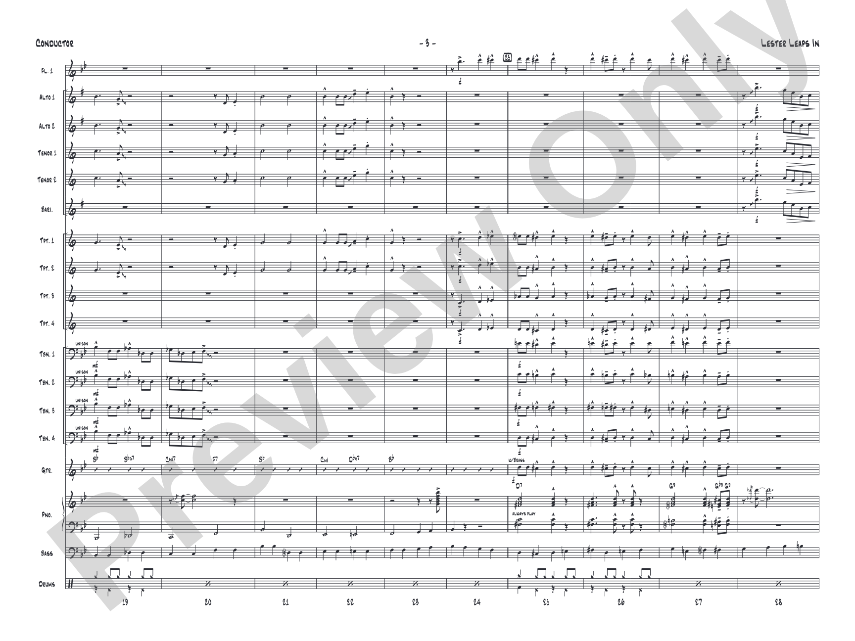 Lester Leaps In: Jazz Ensemble Conductor Score & Parts