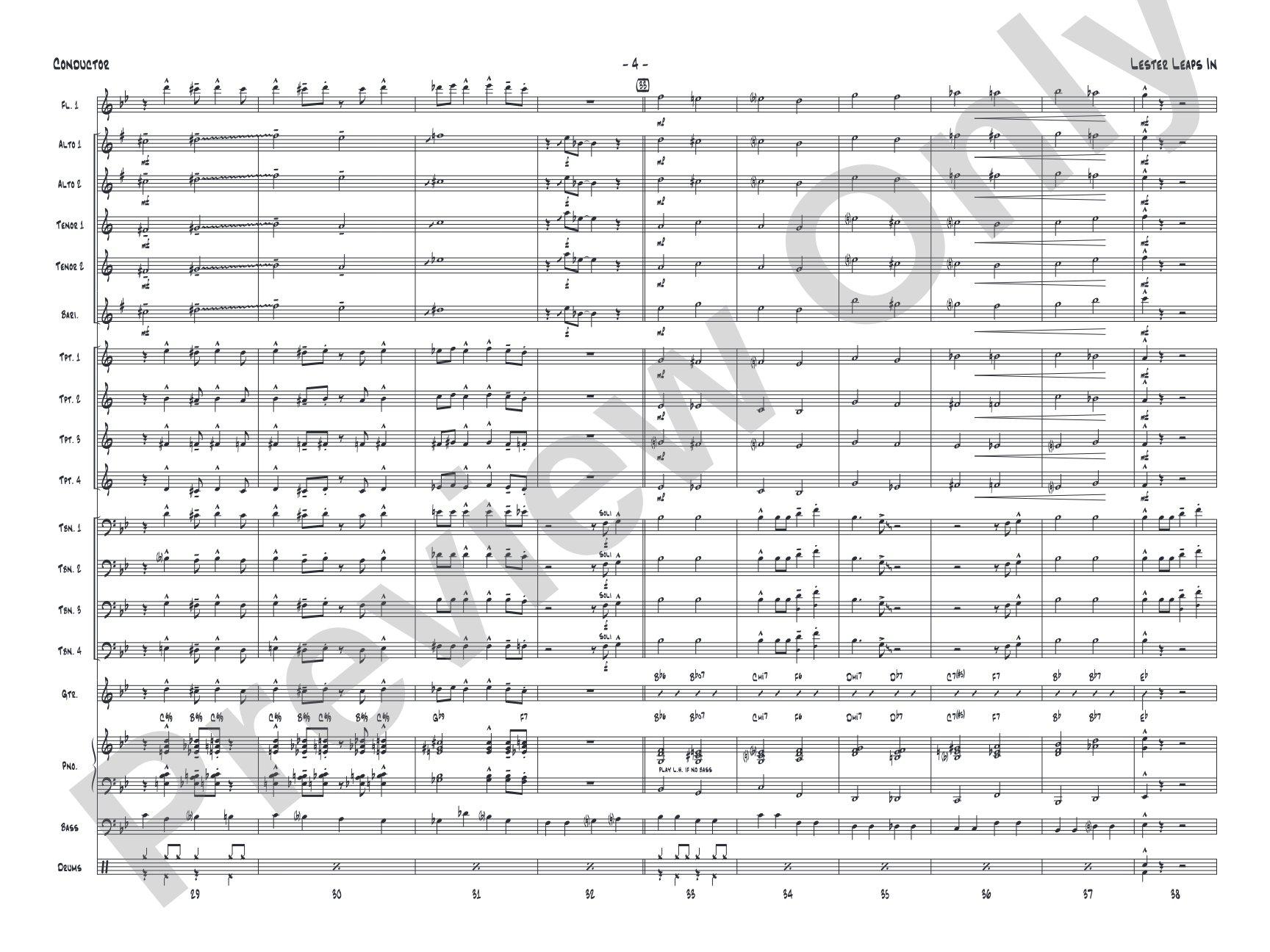 Lester Leaps In: Jazz Ensemble Conductor Score & Parts