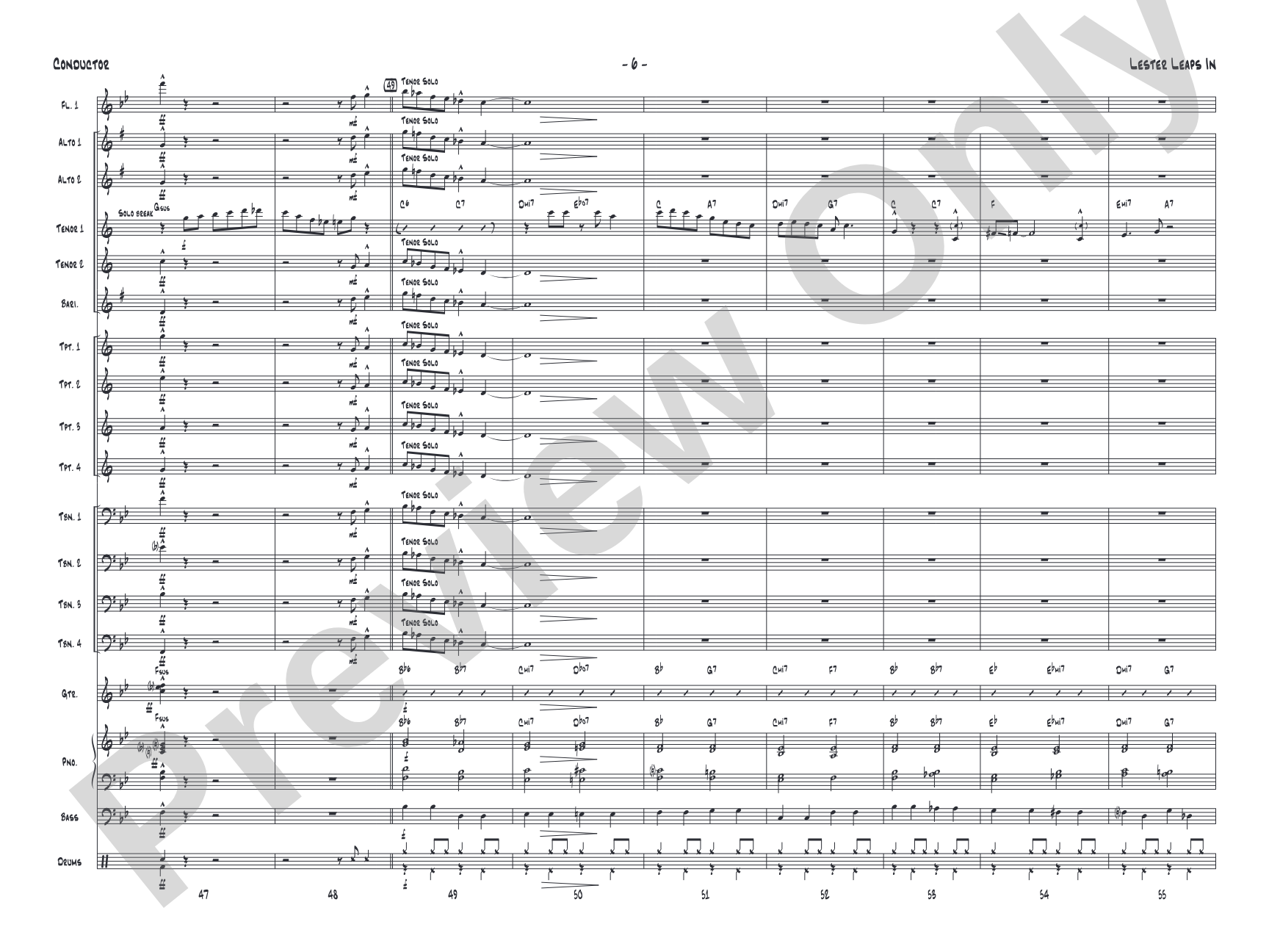 Lester Leaps In: Jazz Ensemble Conductor Score & Parts